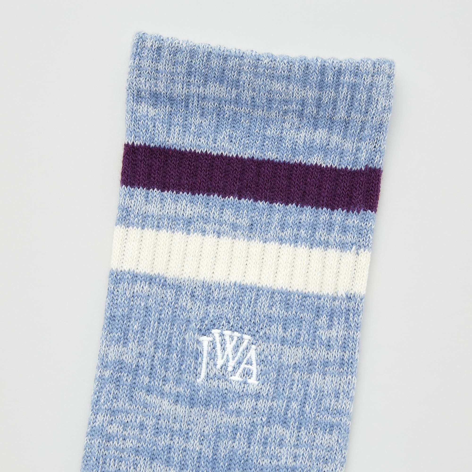 JW Anderson × Uniqlo White Heather Socks Dress Crew Tube Cotton Logo Cream Navy Size ONE SIZE - 9 Thumbnail