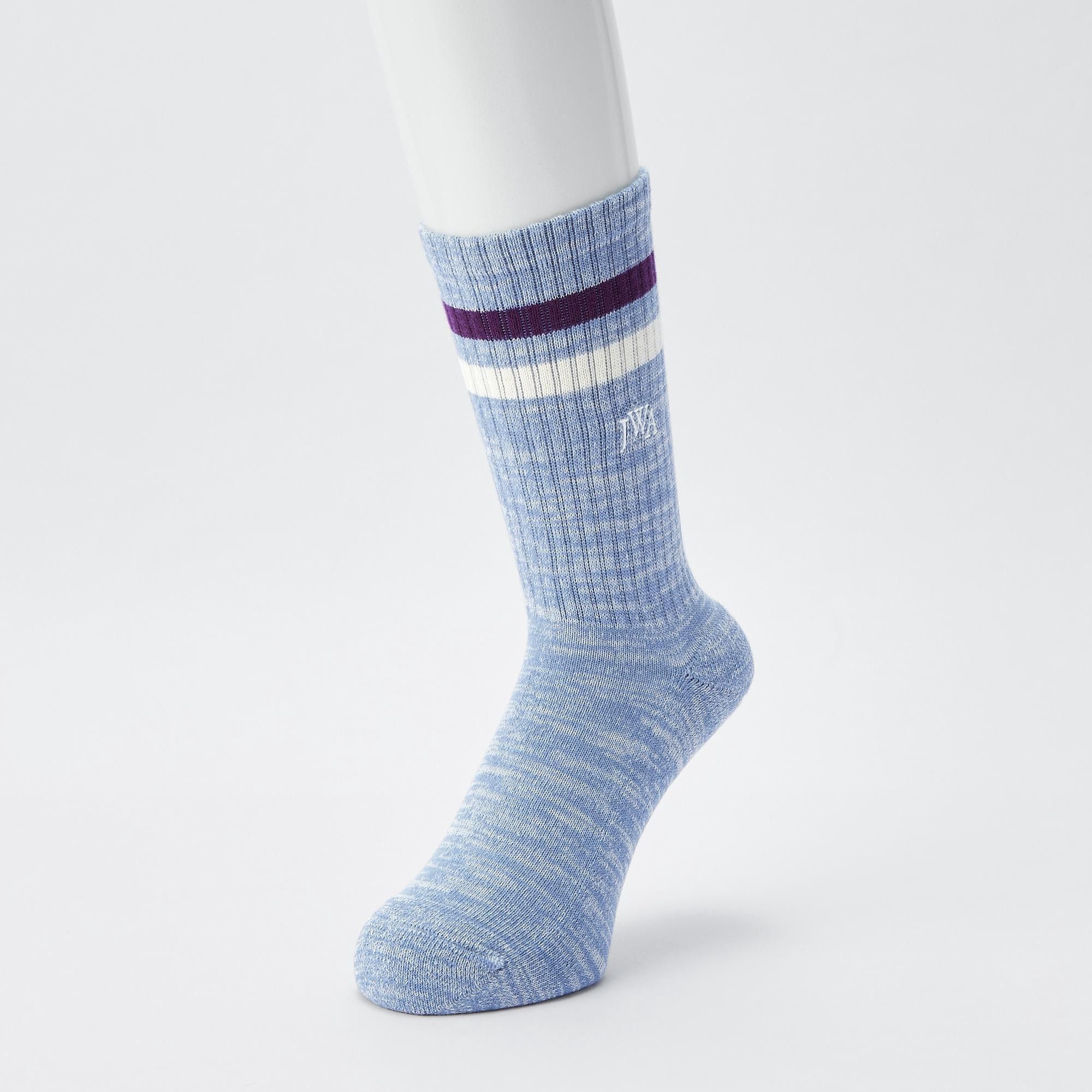 JW Anderson × Uniqlo White Heather Socks Dress Crew Tube Cotton Logo Cream Navy Size ONE SIZE - 8 Thumbnail