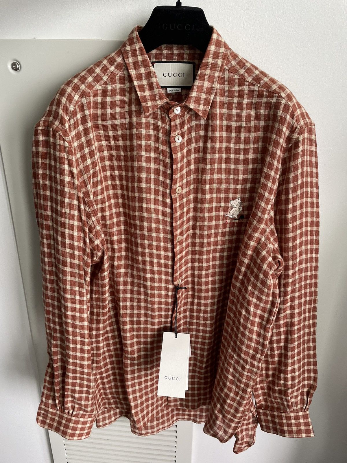 Gucci Brand New Super Runway Limited Rare Gucci Logo Linen Shirt Size US L / EU 52-54 / 3 - 18 Thumbnail