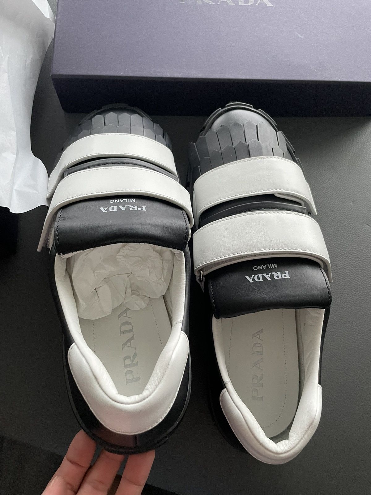 Prada BrandNew Limited Edition Runway Prada Logo Leather Sneakers Size US 10 / EU 43 - 16 Thumbnail