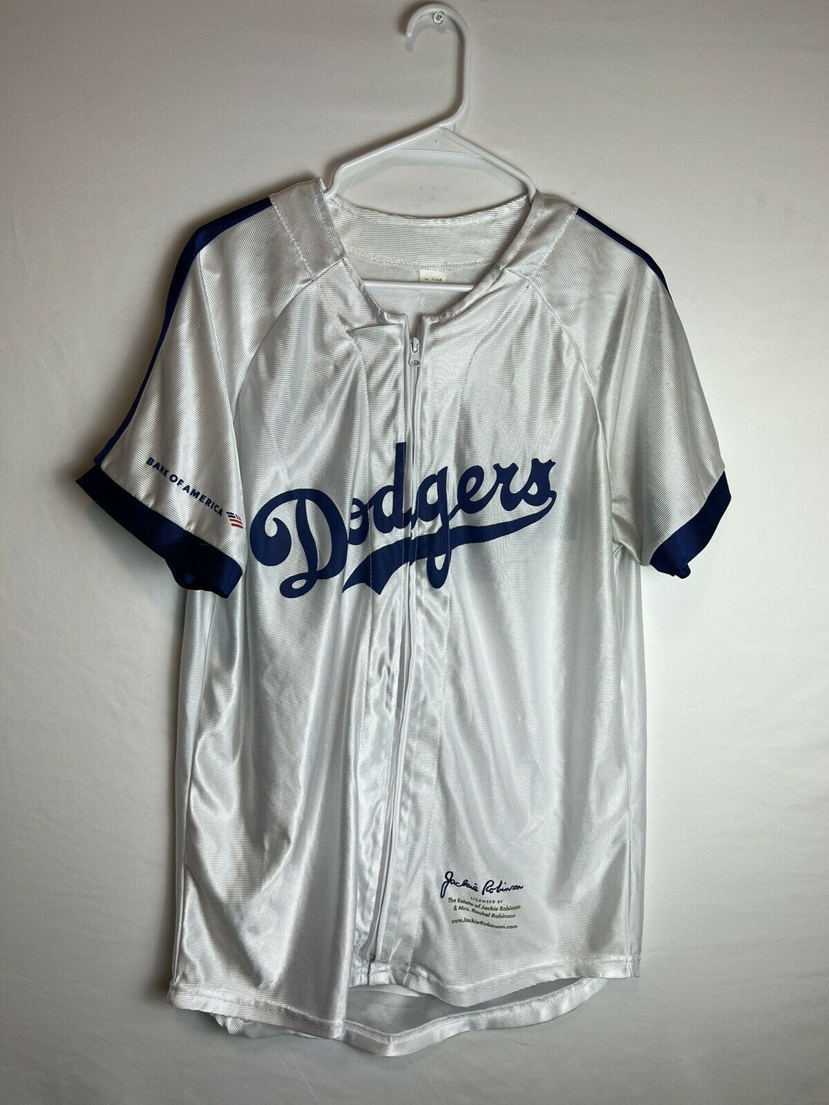 SGA Los Angeles LA Dodgers Jackie Robinson #42 Zip Up Jersey Shirt Sz XL