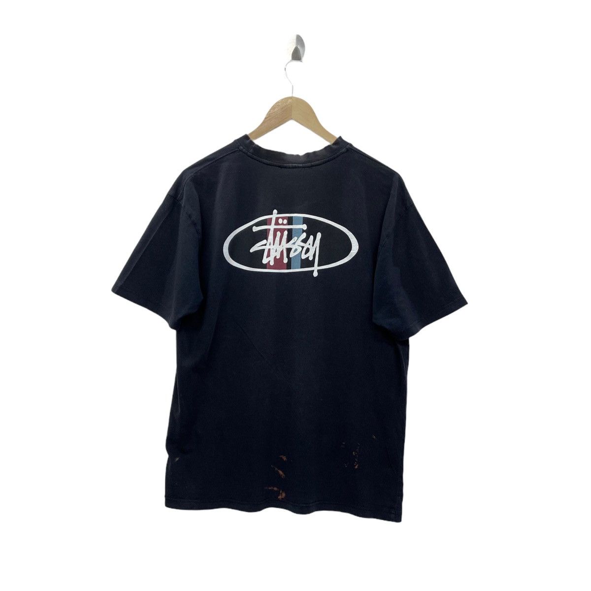 Rare!!Vintage STUSSY big logo spellout streetwear tee