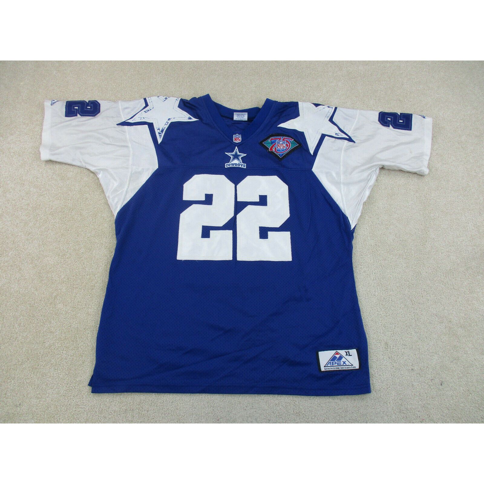 APEX Emmitt Smith Dallas Cowboys Jersey Adult Large Blue White NFL Football  Mens