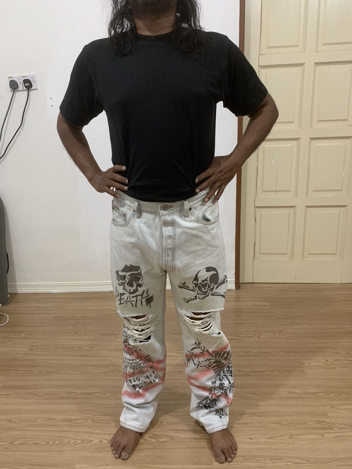 Levi's 🔥Vtg Levi’s Strauss Custom Made Distressed Jeans (P2) Size US 31 - 14 Thumbnail