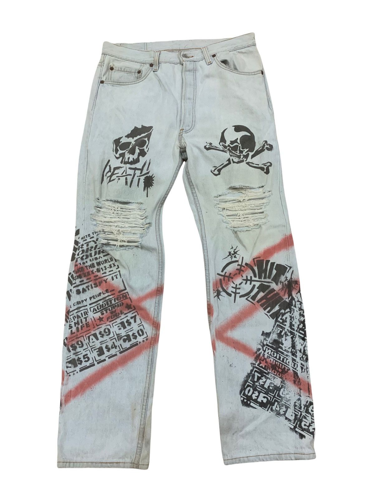 Levi's 🔥Vtg Levi’s Strauss Custom Made Distressed Jeans (P2) Size US 31 - 1 Thumbnail