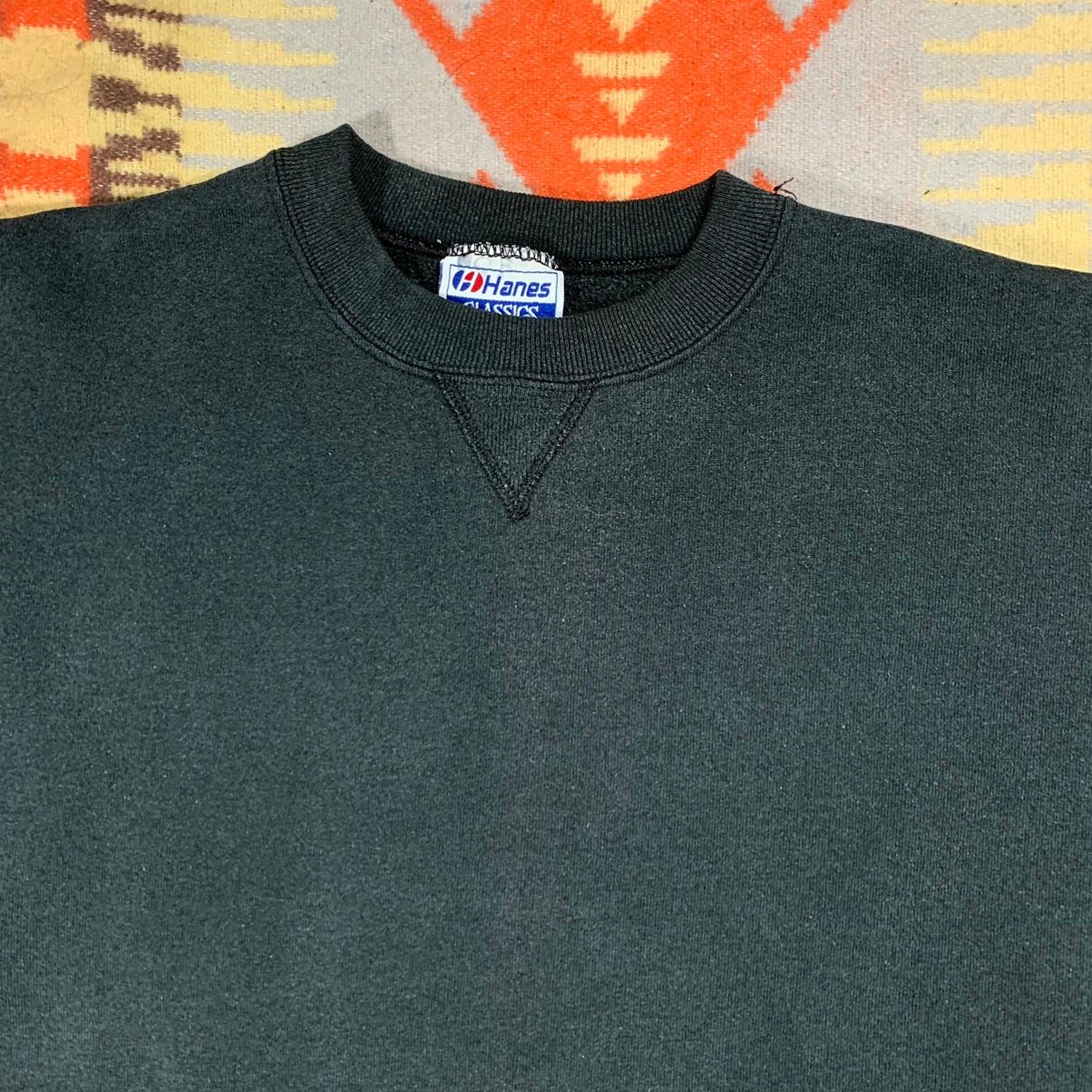 Vintage Vintage 1990’s Hanes Blank Sweatshirt Sun Faded Black Size US XL / EU 56 / 4 - 2 Preview