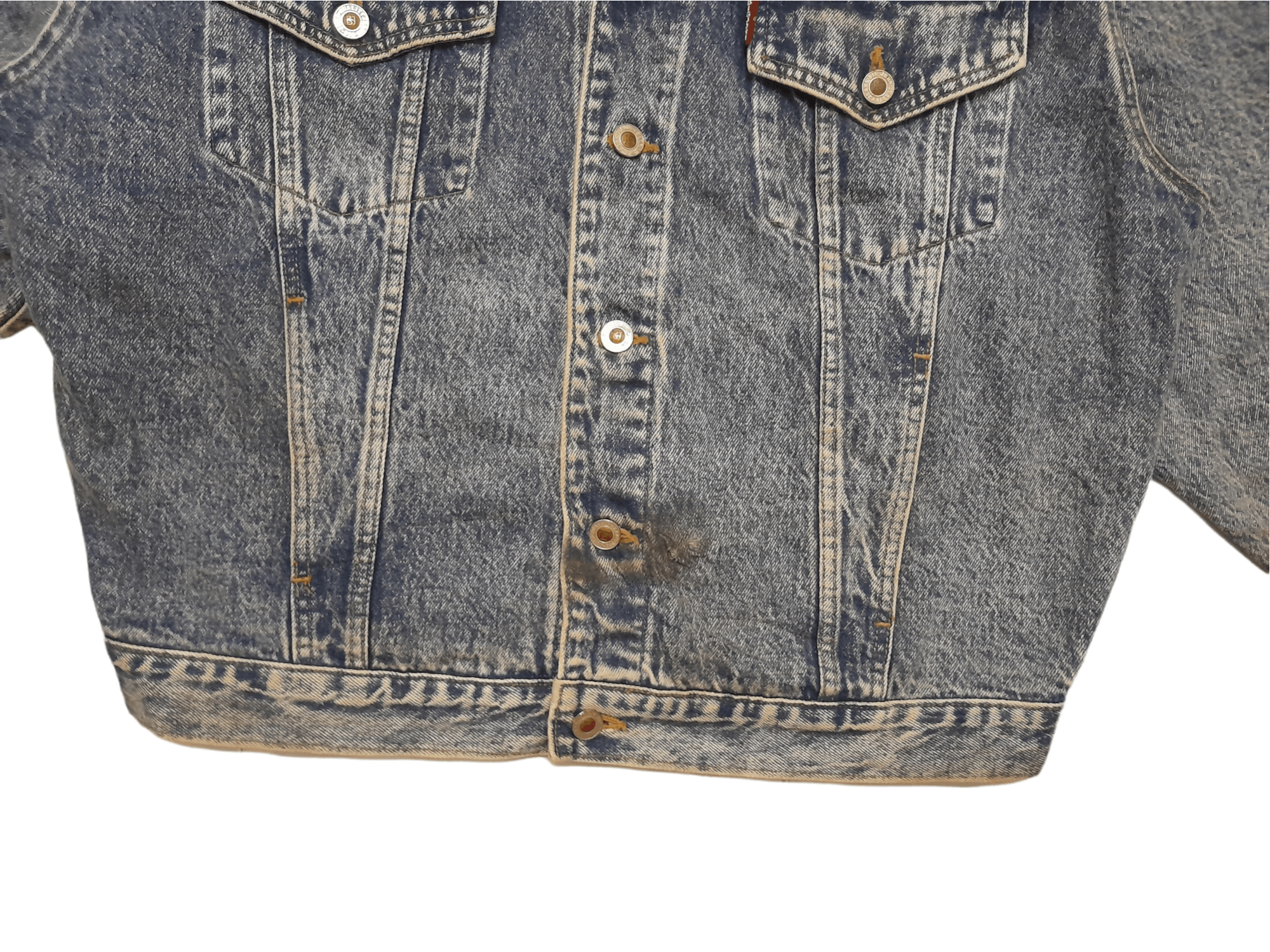 Big John × Vintage 90s Big John Denim Jacket Trucker Stone Washed (E78) Size US XL / EU 56 / 4 - 3 Thumbnail