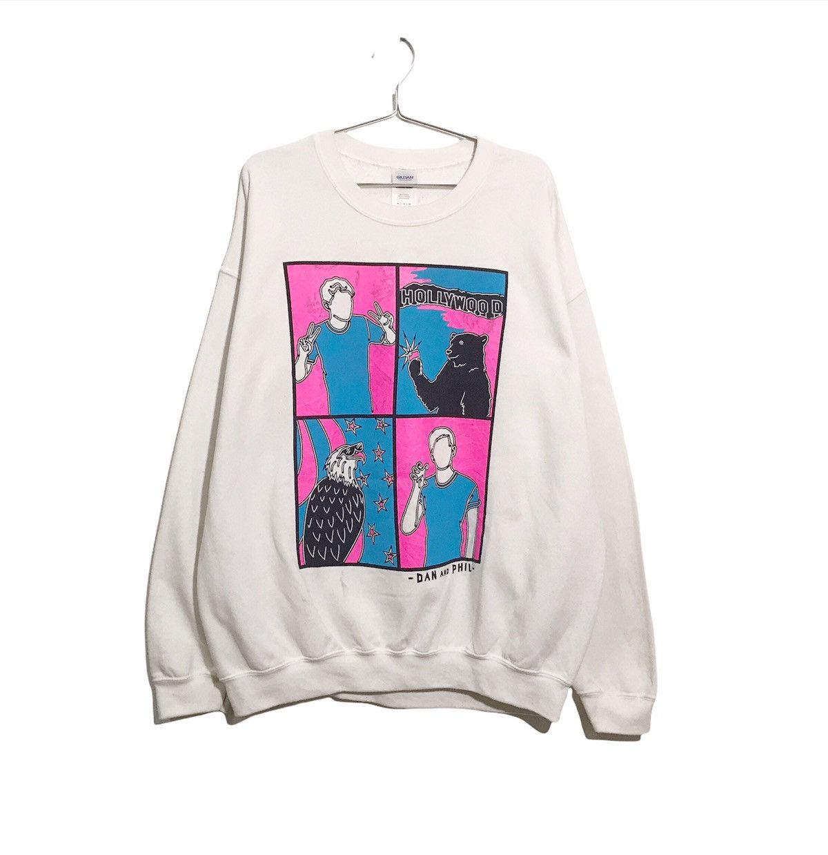 Dan and phil hollywood pop art Crewneck Sweatshirt