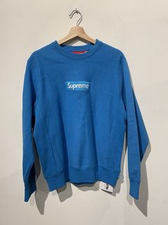 Supreme Navy Box Logo Crewneck | Grailed