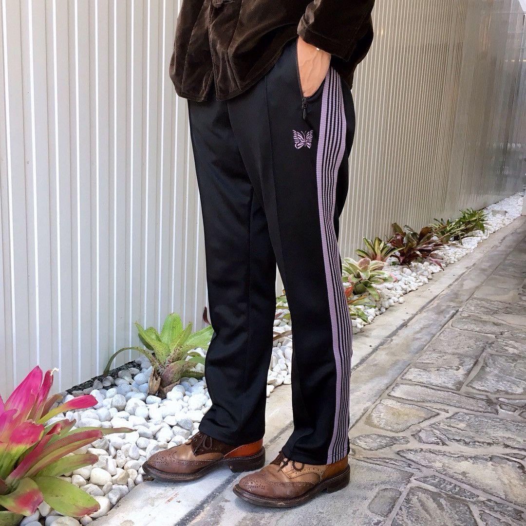 Wide Leg Needles Track Pants Black Purple Needles Track Poly