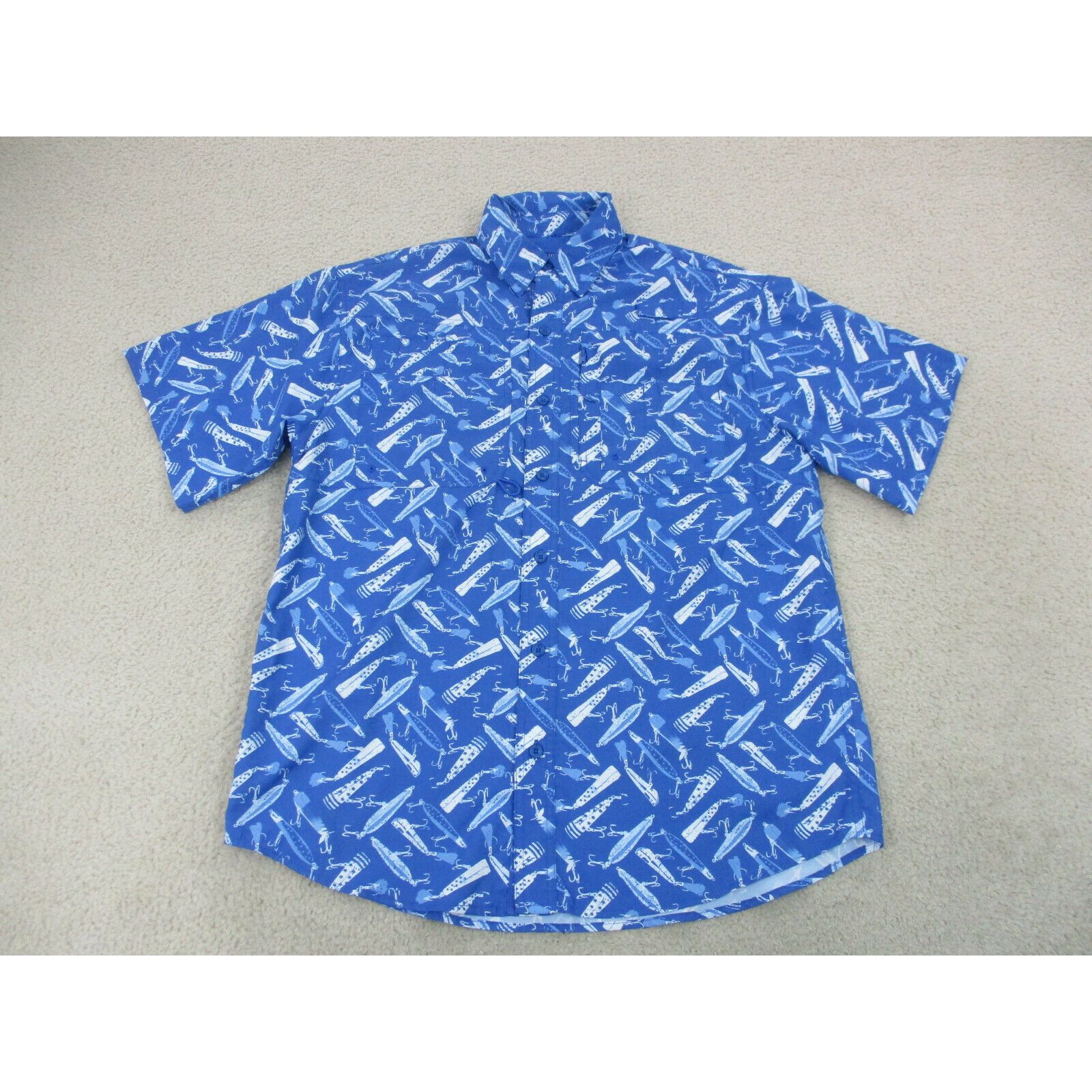 Reel Legends Reel Legends Shirt Adult Medium Blue Saltwater Button Up ...