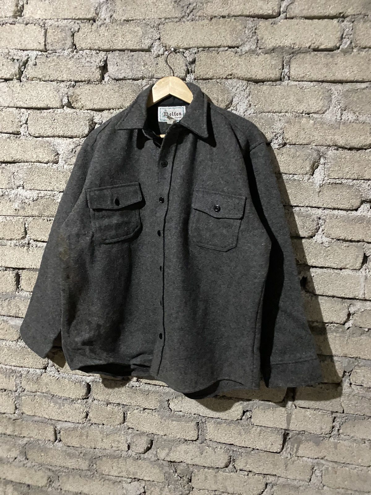 Vintage VINTAGE 70S MELTON WOOL OVERSHIRT MADE IN USA WOOL FABRIC Size US L / EU 52-54 / 3 - 3 Thumbnail