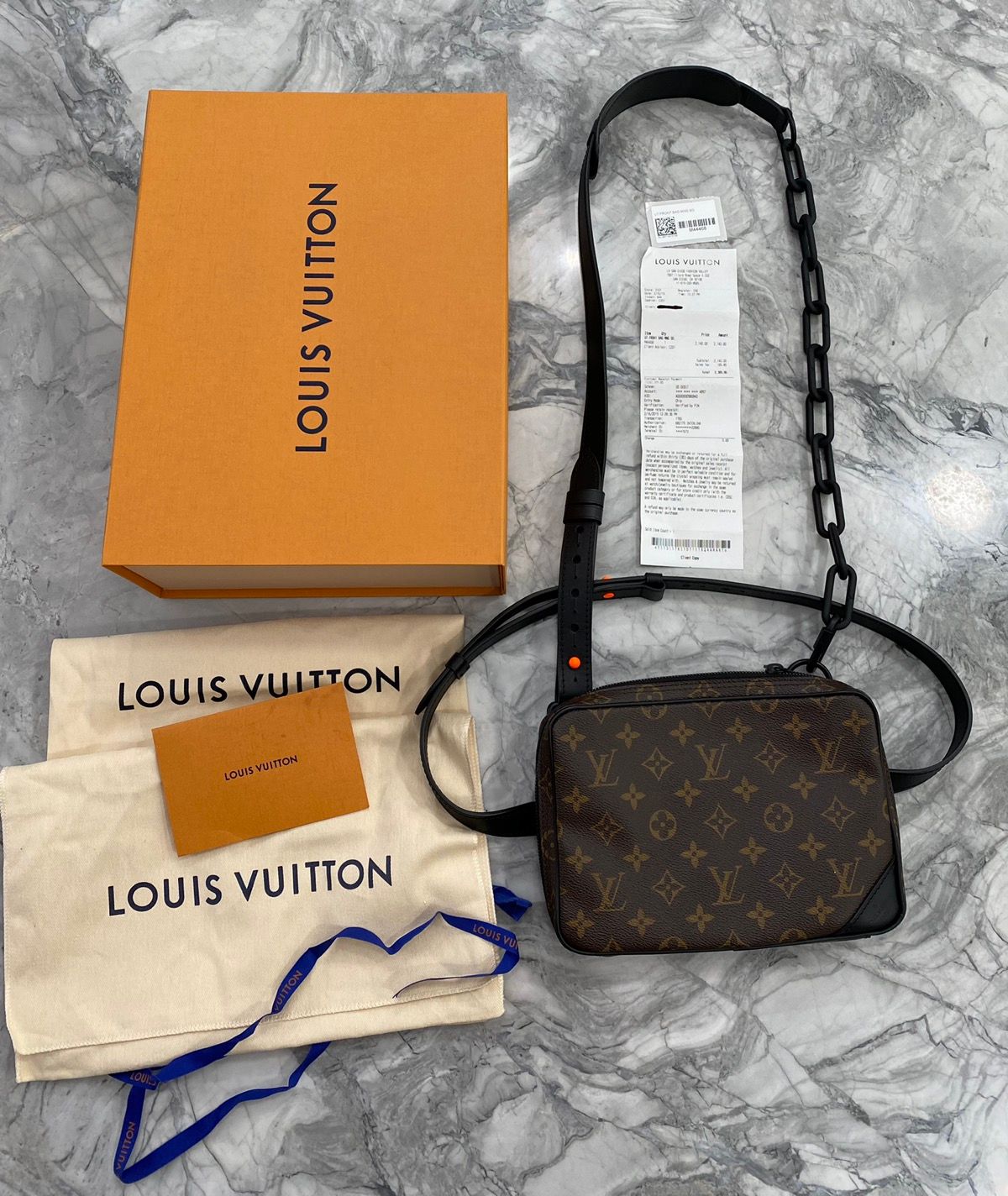 Louis Vuitton Utility Front Bag Monogram Brown in Canvas with Orange Black  - US