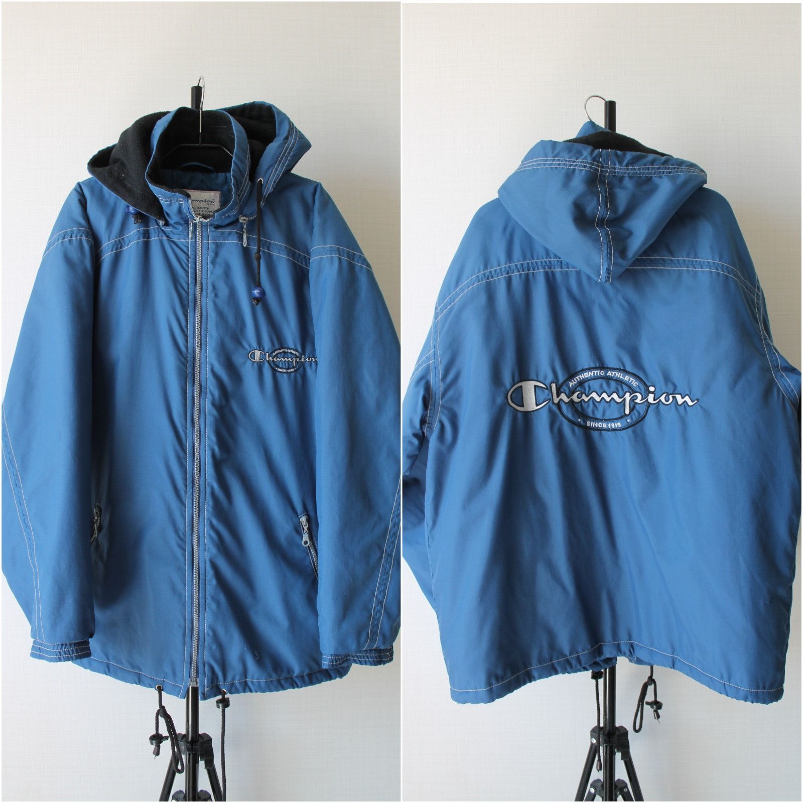 Champion Champion Vintage Hooded jacket M Blue Big Logo Size US M / EU 48-50 / 2 - 1 Thumbnail