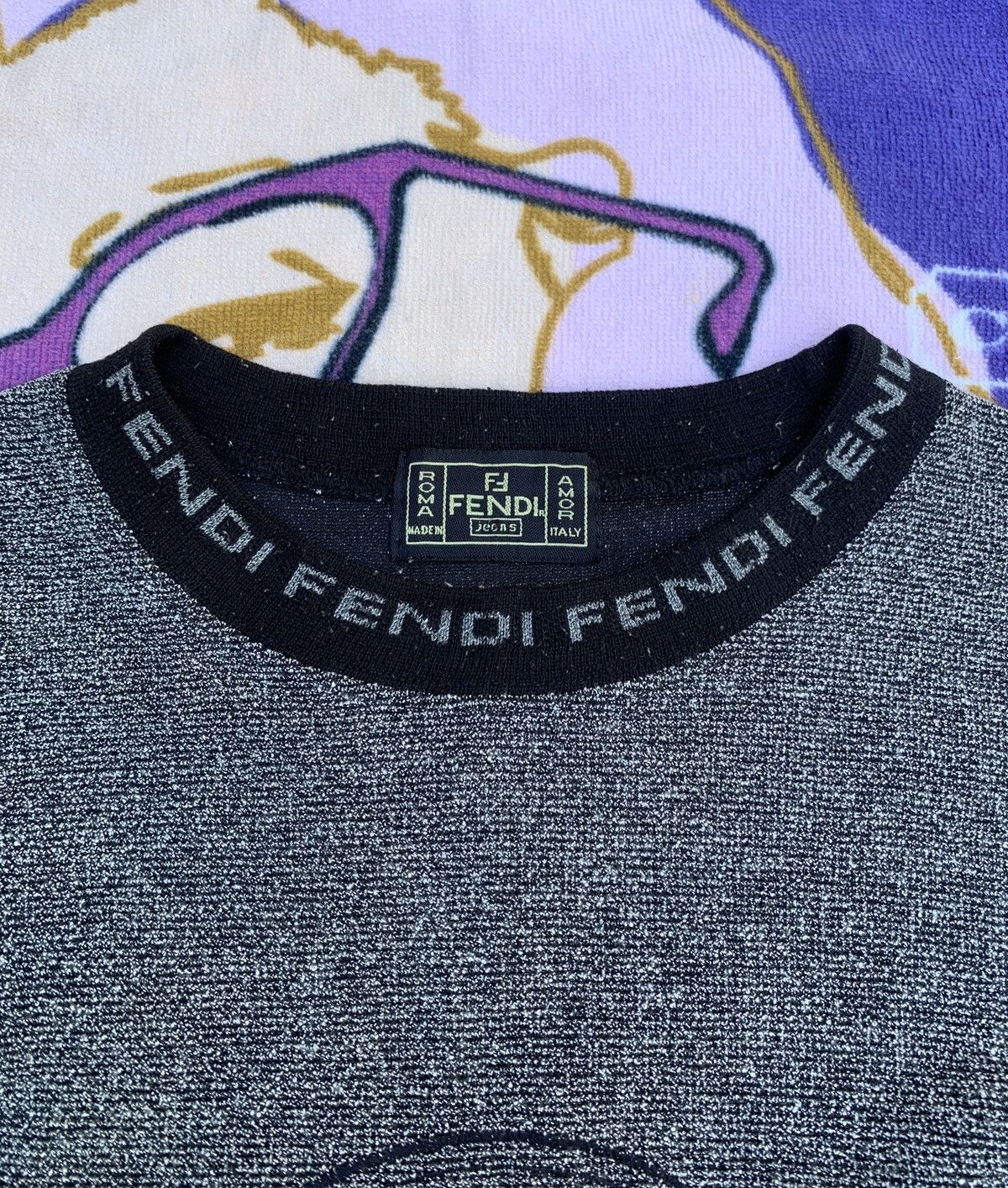 Designer Vintage FENDI Long Sleeve 50% Rayon 50% polyester Size US L / EU 52-54 / 3 - 5 Thumbnail