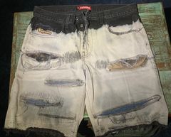 Vintage Ecko Unltd Embroidered Baggy Fit Waxed Denim Jean Shorts Jorts Size  38