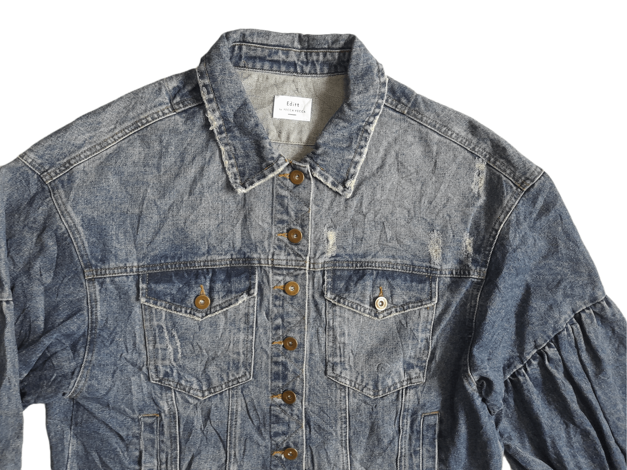 Japanese Brand Yecca Vecca Editt Distressed Denim Jacket (E83) Size US M / EU 48-50 / 2 - 5 Thumbnail