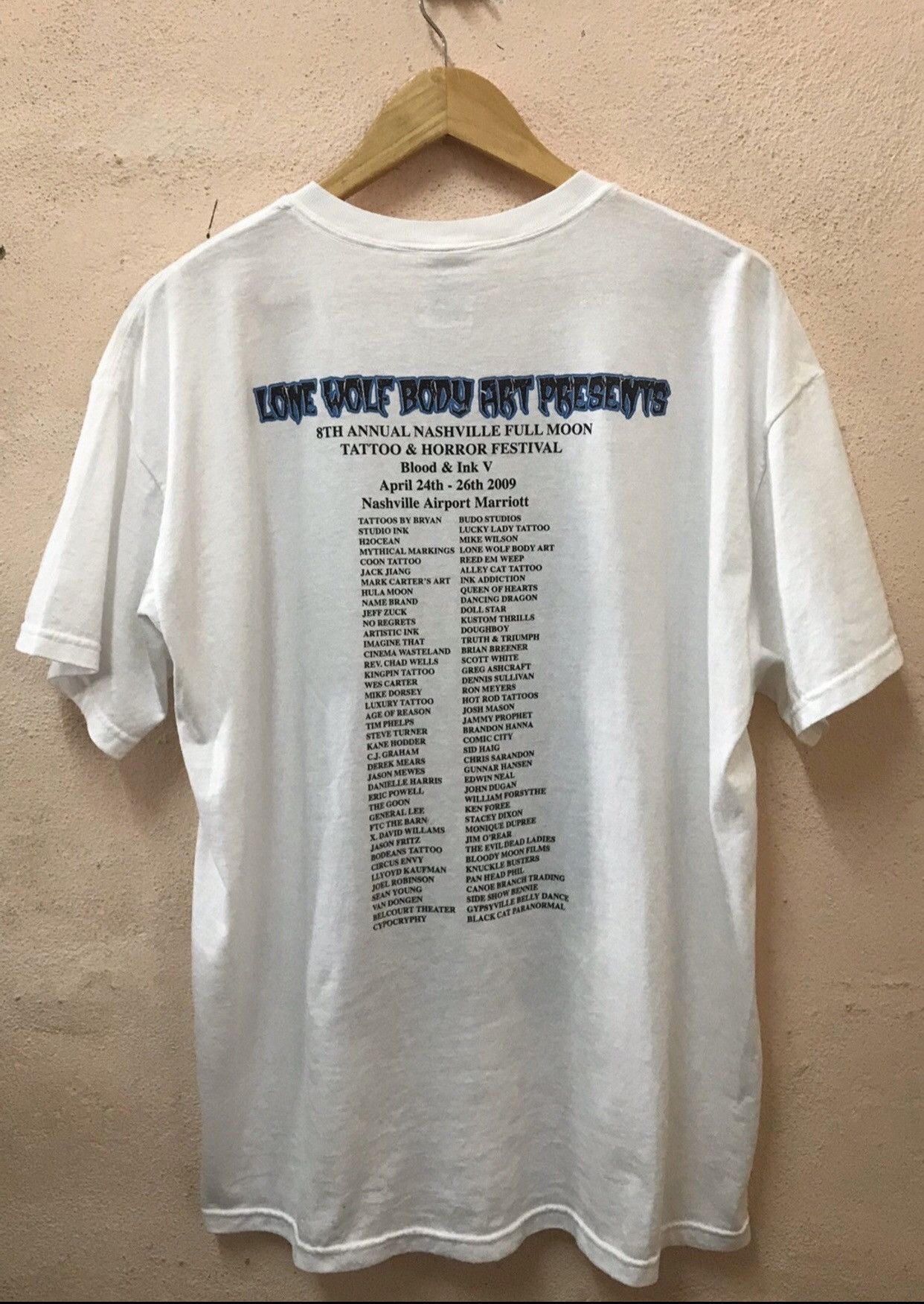 Expert Horror × Fruit Of The Loom Vintage 2009 Full Moon Tattoo & Horror Festival Tshirt Size US XL / EU 56 / 4 - 6 Thumbnail