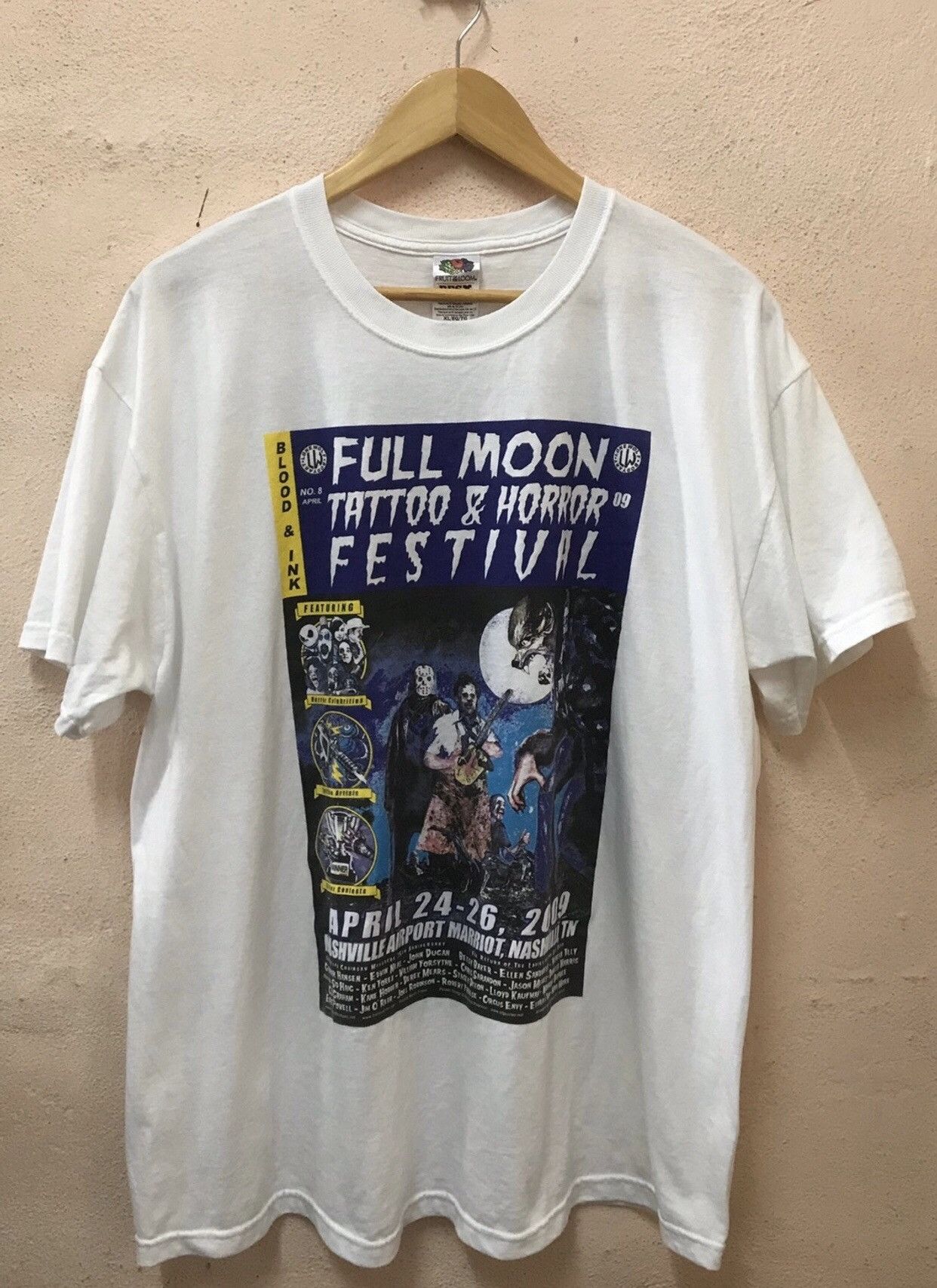 Expert Horror × Fruit Of The Loom Vintage 2009 Full Moon Tattoo & Horror Festival Tshirt Size US XL / EU 56 / 4 - 1 Thumbnail
