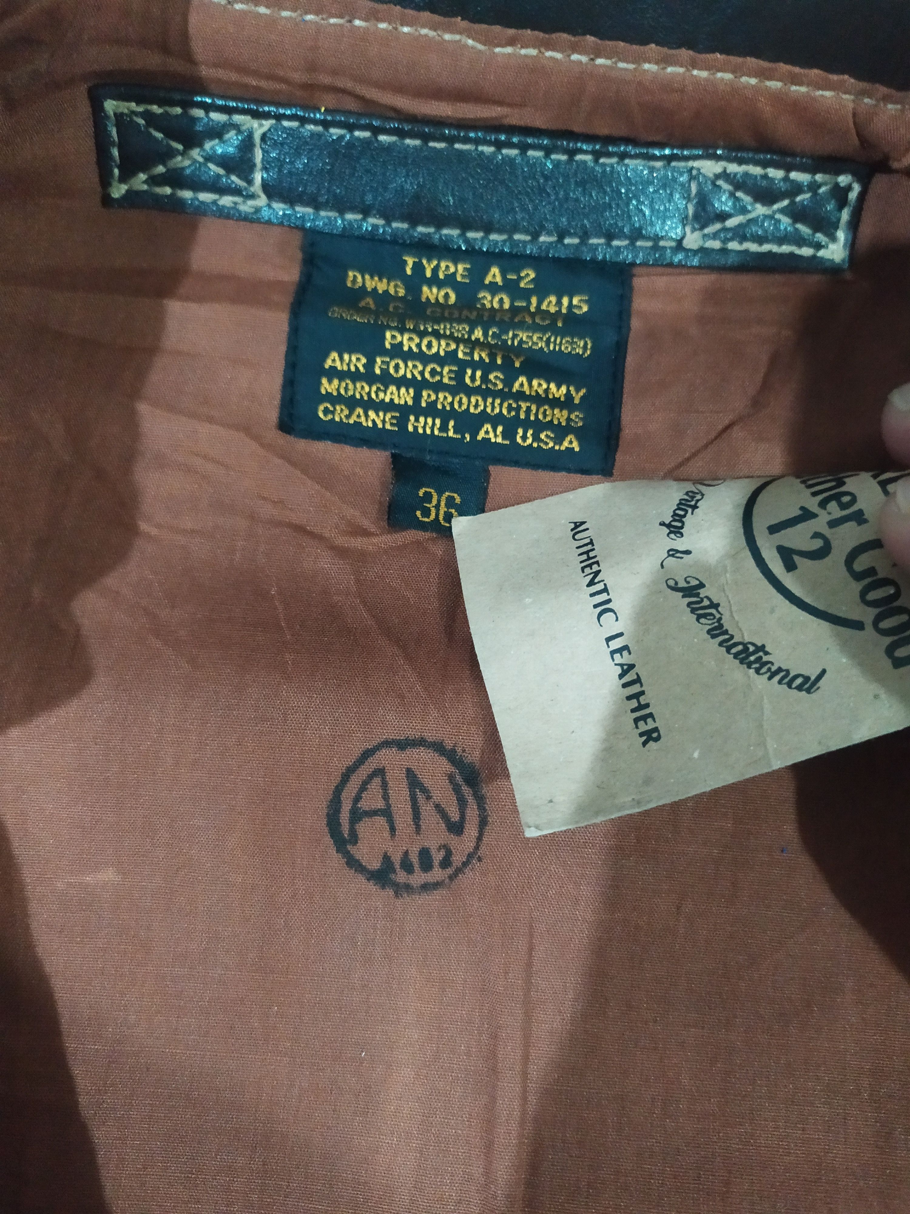 Genuine Leather MORGAN PRODUCTIONS CRANE HILL TYPE A2 LEATHER FLIGHT JACKET Size US S / EU 44-46 / 1 - 3 Thumbnail