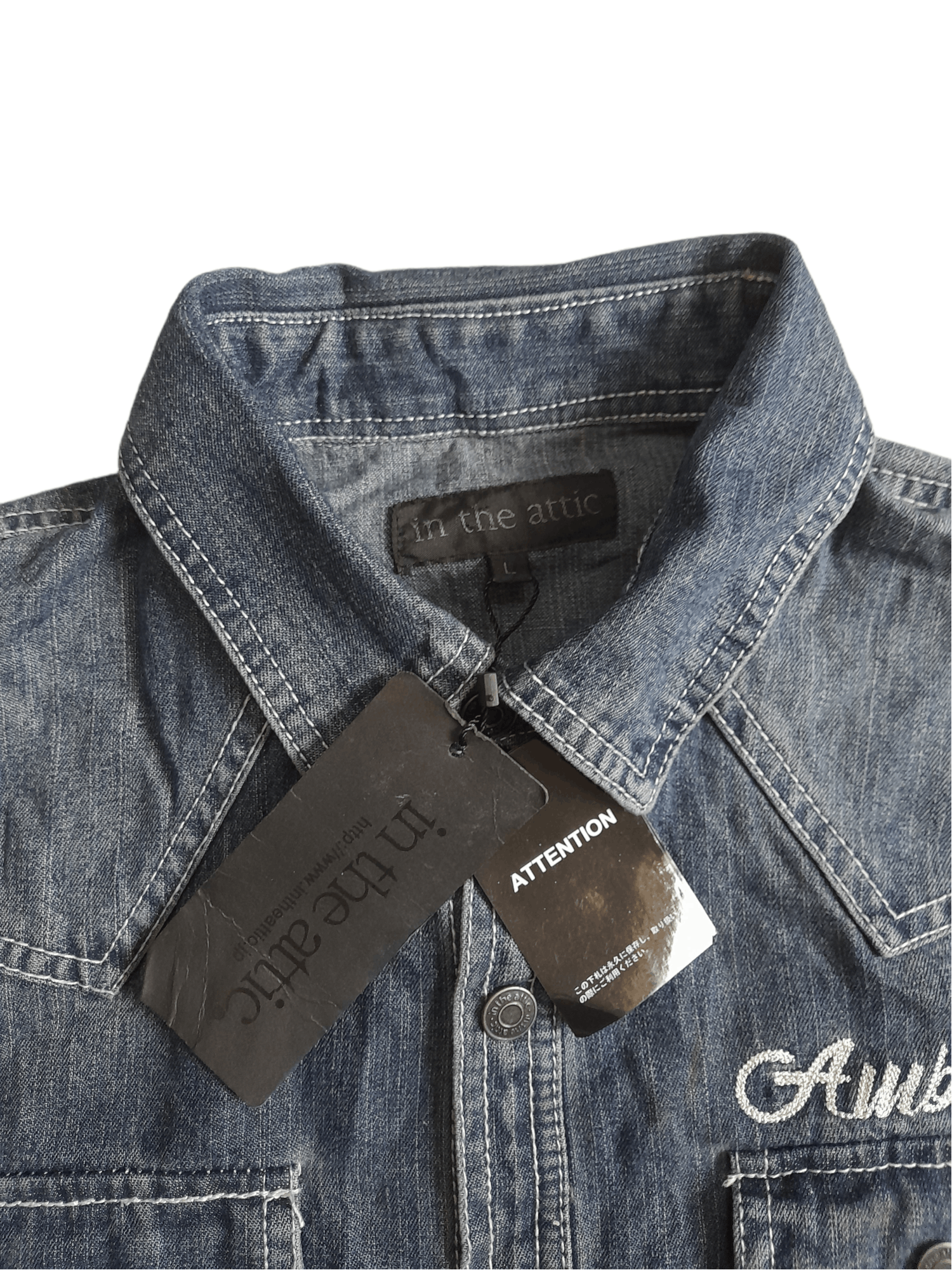 In The Attic In The Attic Distressed Denim Shirt (E88) Size US L / EU 52-54 / 3 - 6 Thumbnail