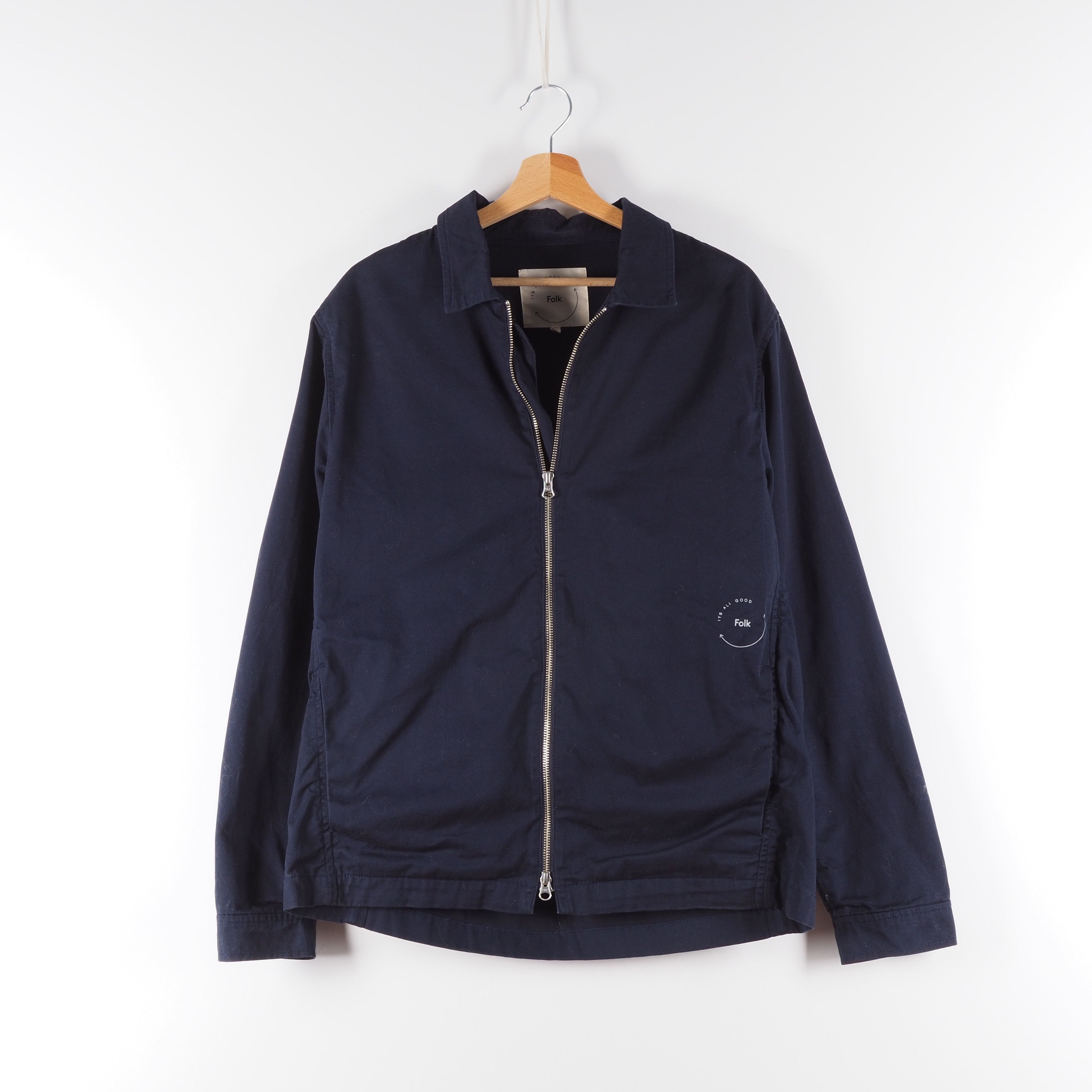 Folk FOLK Blue Cotton Zip Lightweight Jacket size 4 L Large Size US L / EU 52-54 / 3 - 1 Thumbnail