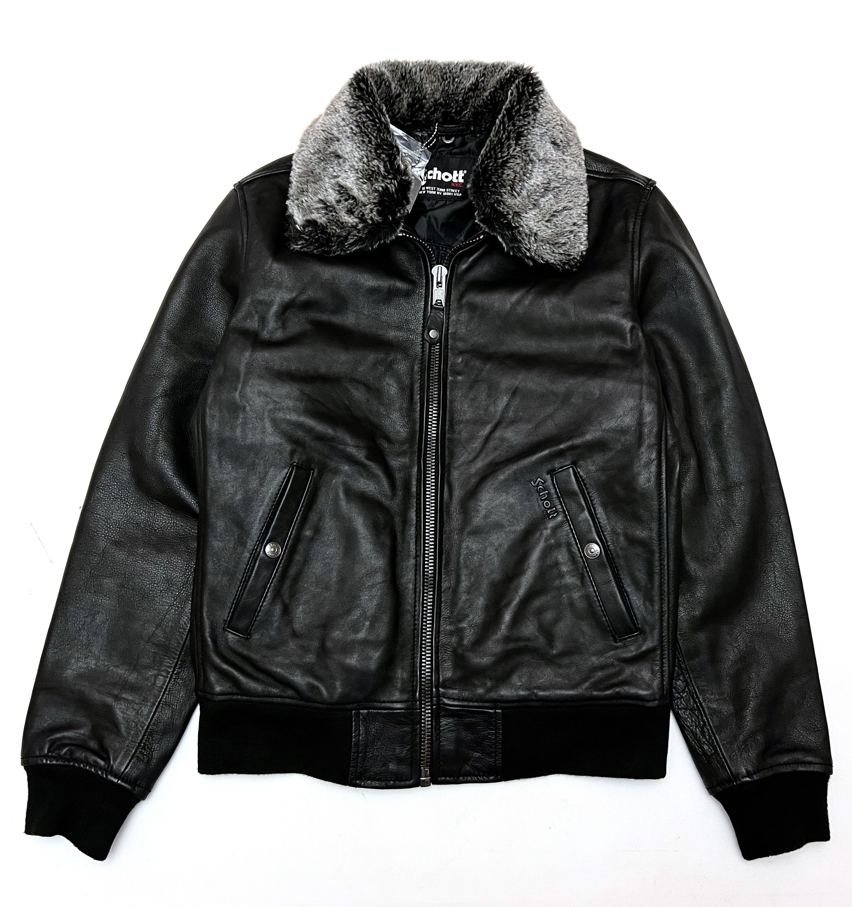 Faux Fur Collar Schott Air Insulated Bomber Jacket Men's SCHOTT