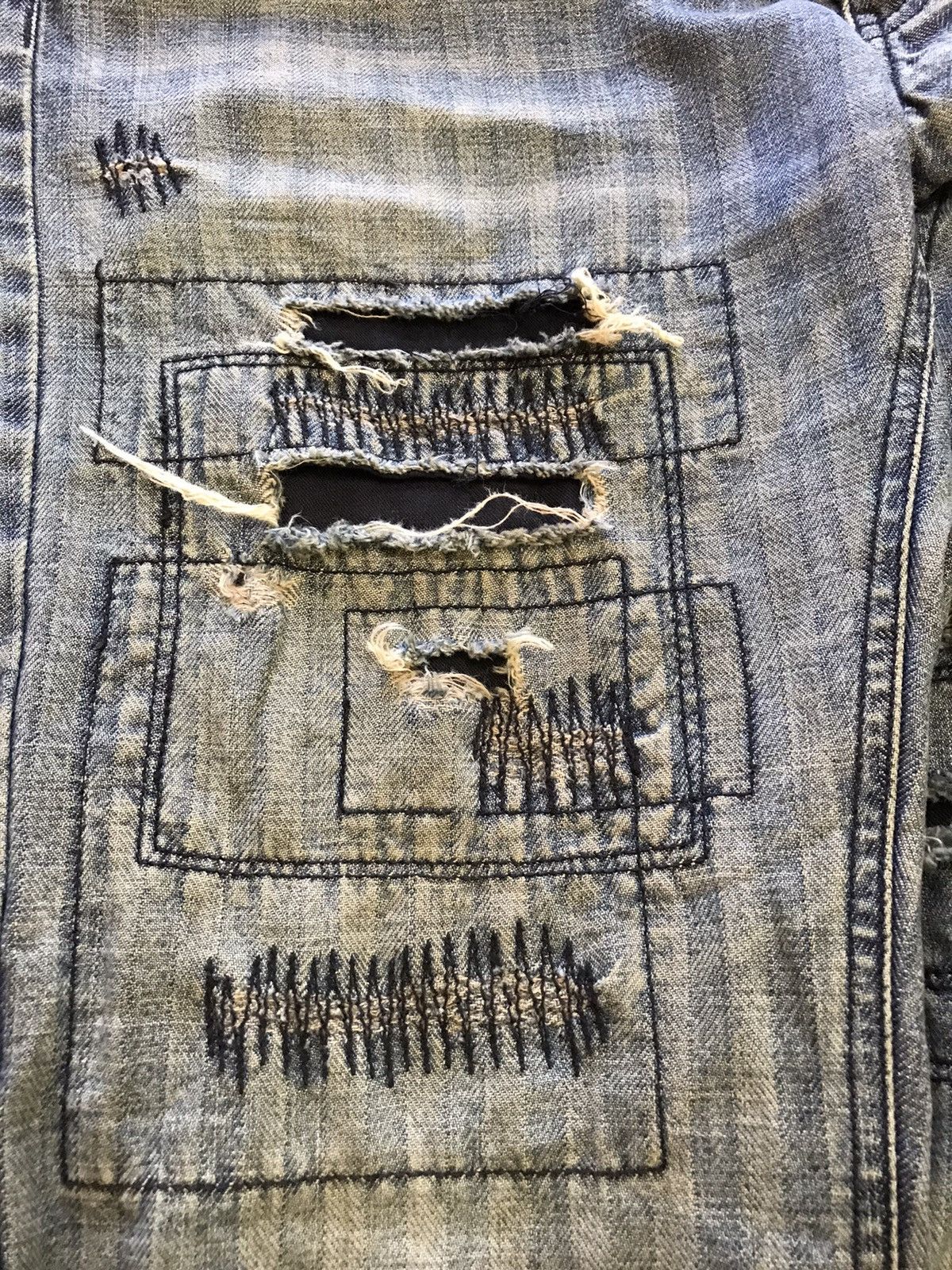 If Six Was Nine Rupert Flare Patchwork Hikory Bootcut Distressed Jeans Size US 33 - 7 Thumbnail