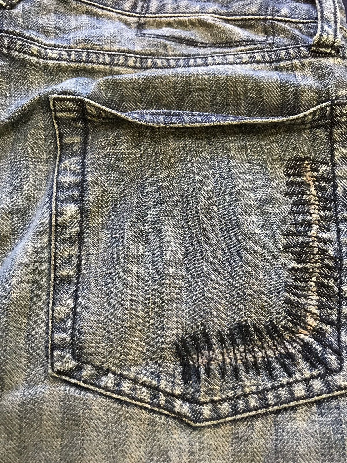 If Six Was Nine Rupert Flare Patchwork Hikory Bootcut Distressed Jeans Size US 33 - 13 Thumbnail