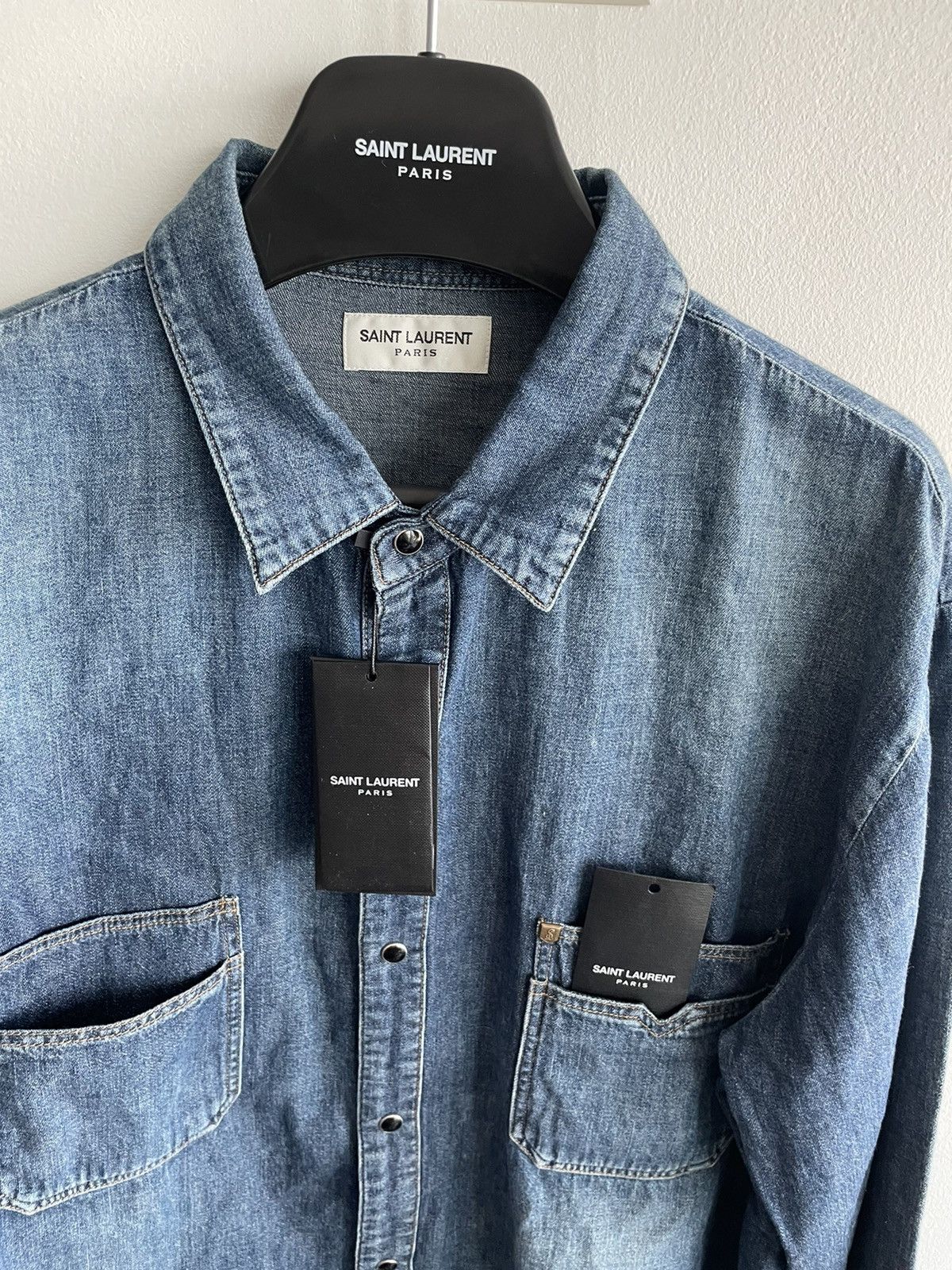 Saint Laurent Paris × Yves Saint Laurent Brand NEW Runway Saint Laurent Denim Shirt Size US XL / EU 56 / 4 - 16 Thumbnail