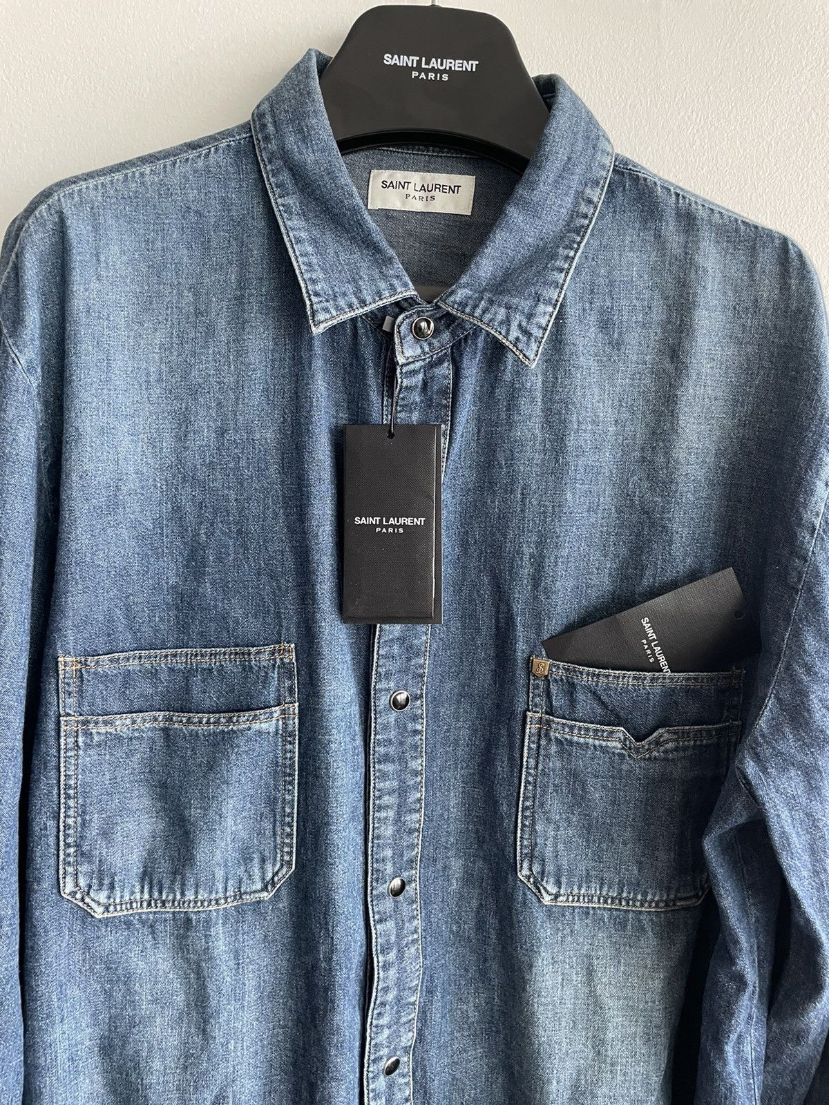 Saint Laurent Paris × Yves Saint Laurent Brand NEW Runway Saint Laurent Denim Shirt Size US XL / EU 56 / 4 - 9 Thumbnail