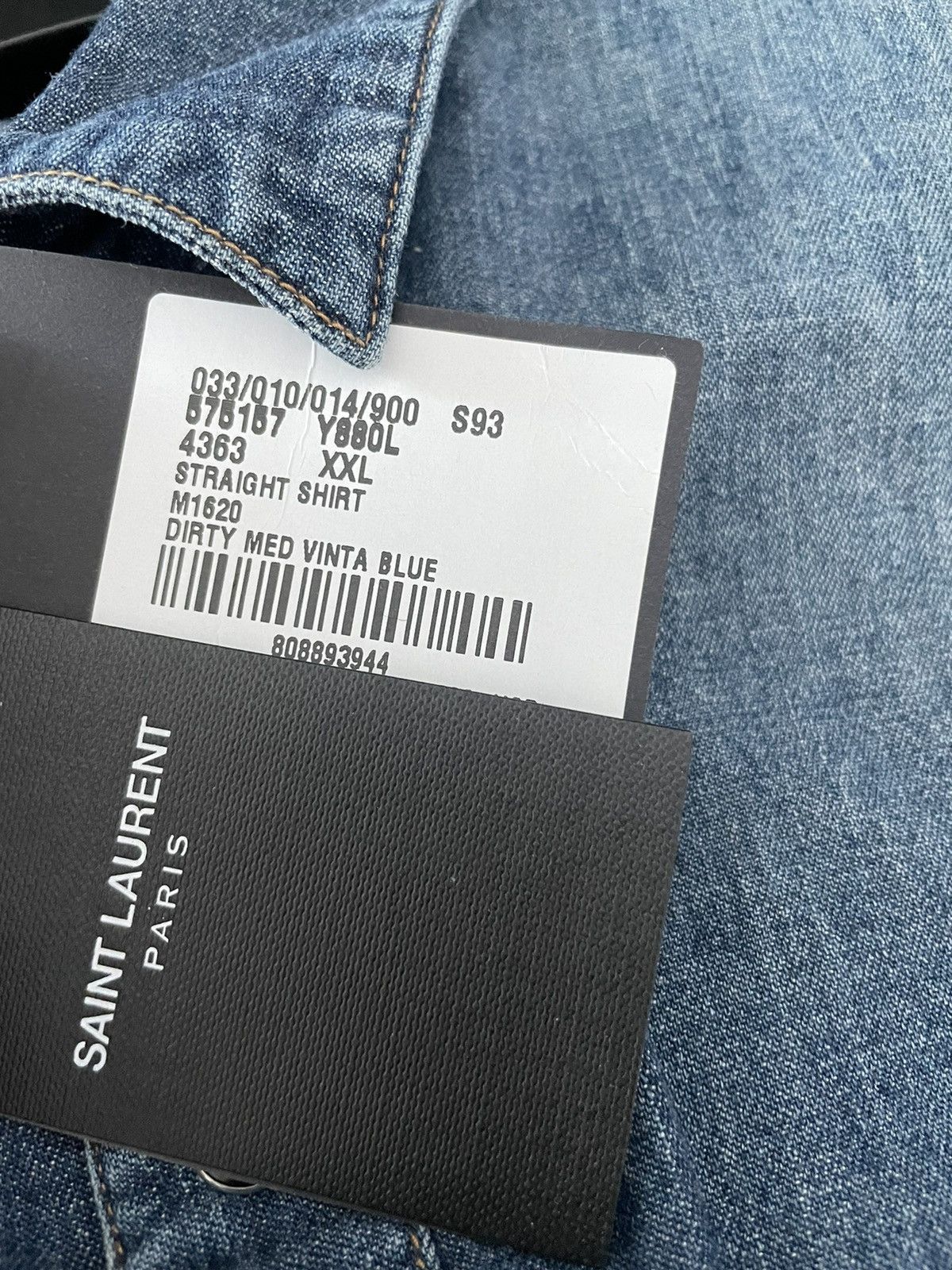 Saint Laurent Paris × Yves Saint Laurent Brand NEW Runway Saint Laurent Denim Shirt Size US XL / EU 56 / 4 - 5 Thumbnail