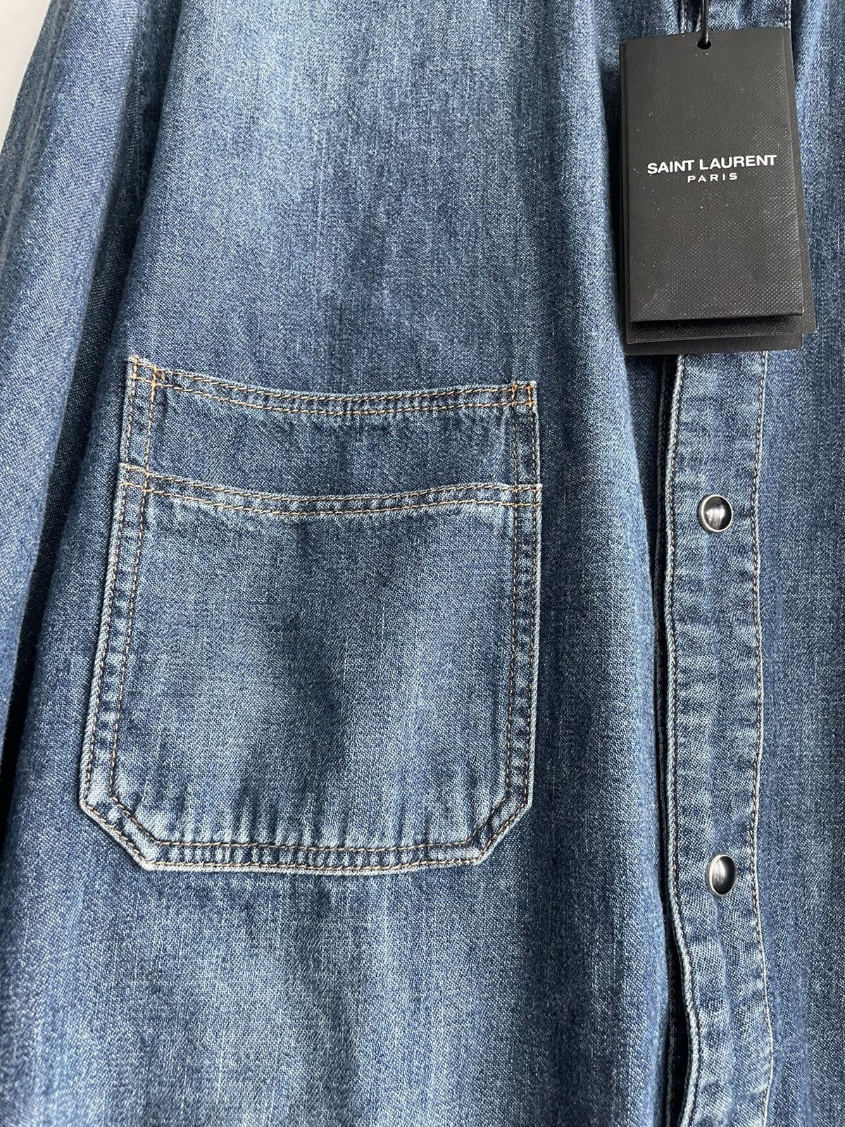 Saint Laurent Paris × Yves Saint Laurent Brand NEW Runway Saint Laurent Denim Shirt Size US XL / EU 56 / 4 - 10 Thumbnail