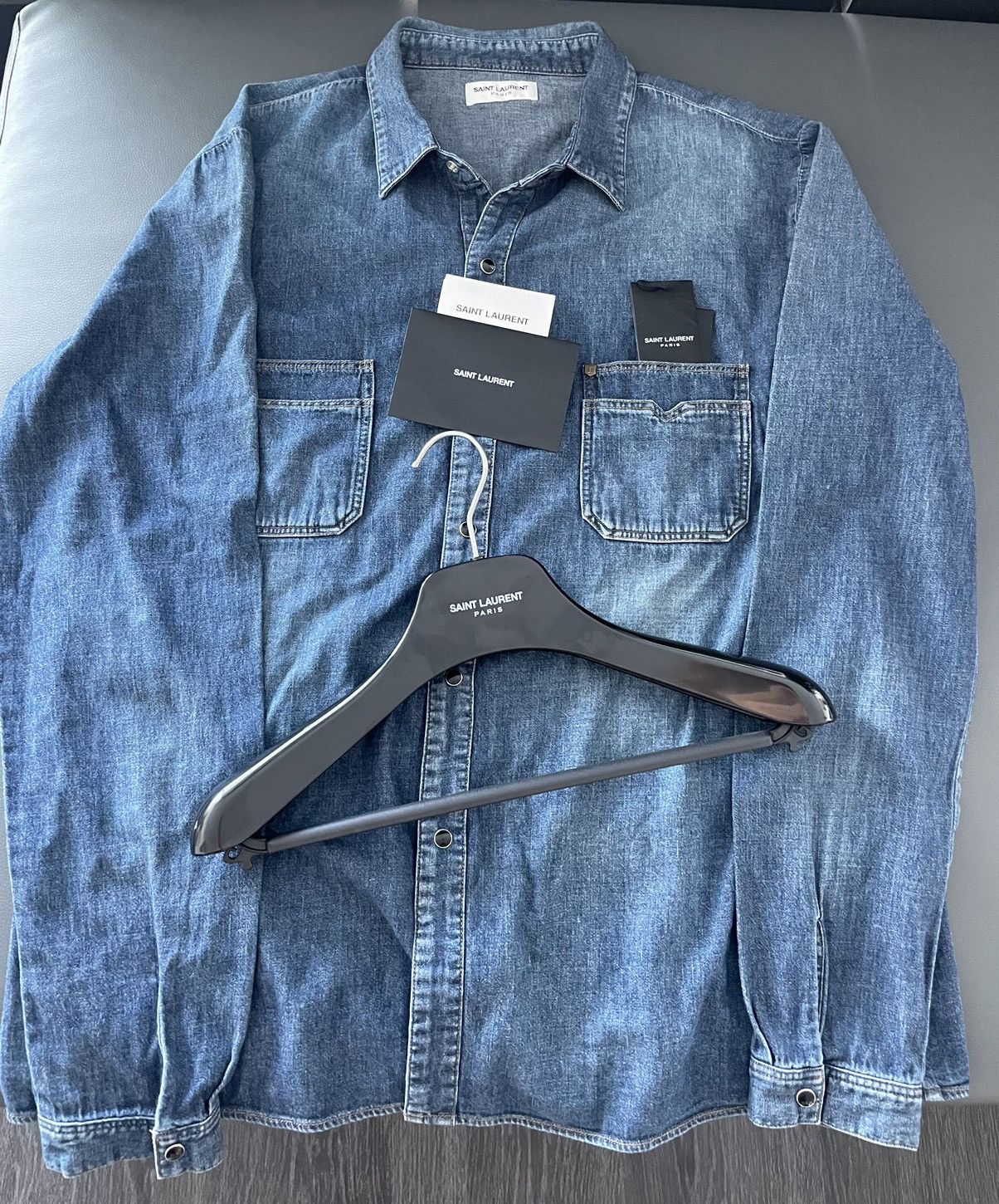 Saint Laurent Paris × Yves Saint Laurent Brand NEW Runway Saint Laurent Denim Shirt Size US XL / EU 56 / 4 - 18 Thumbnail