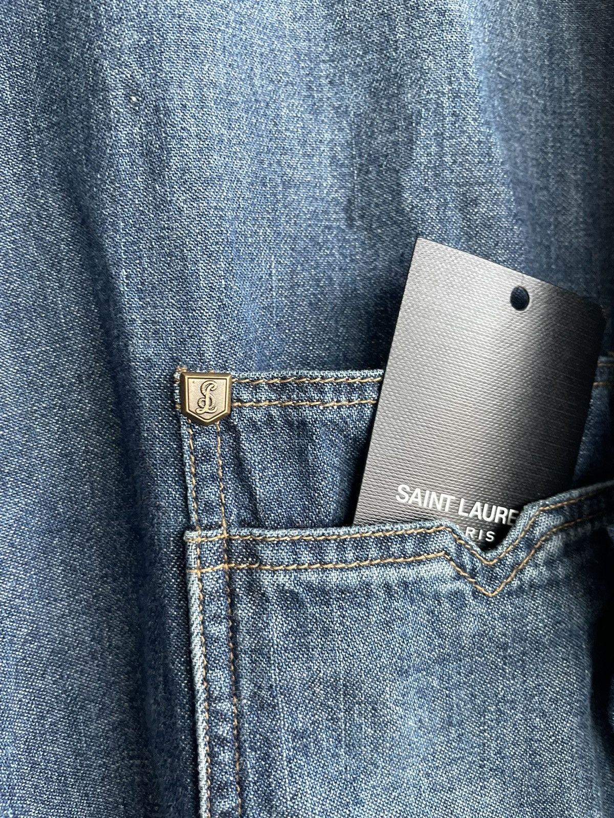 Saint Laurent Paris × Yves Saint Laurent Brand NEW Runway Saint Laurent Denim Shirt Size US XL / EU 56 / 4 - 15 Thumbnail