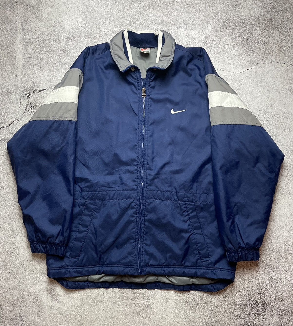 Nike Nike Vintage 90s Back Spellout Logo Jacket Navy Rare Hype | Grailed