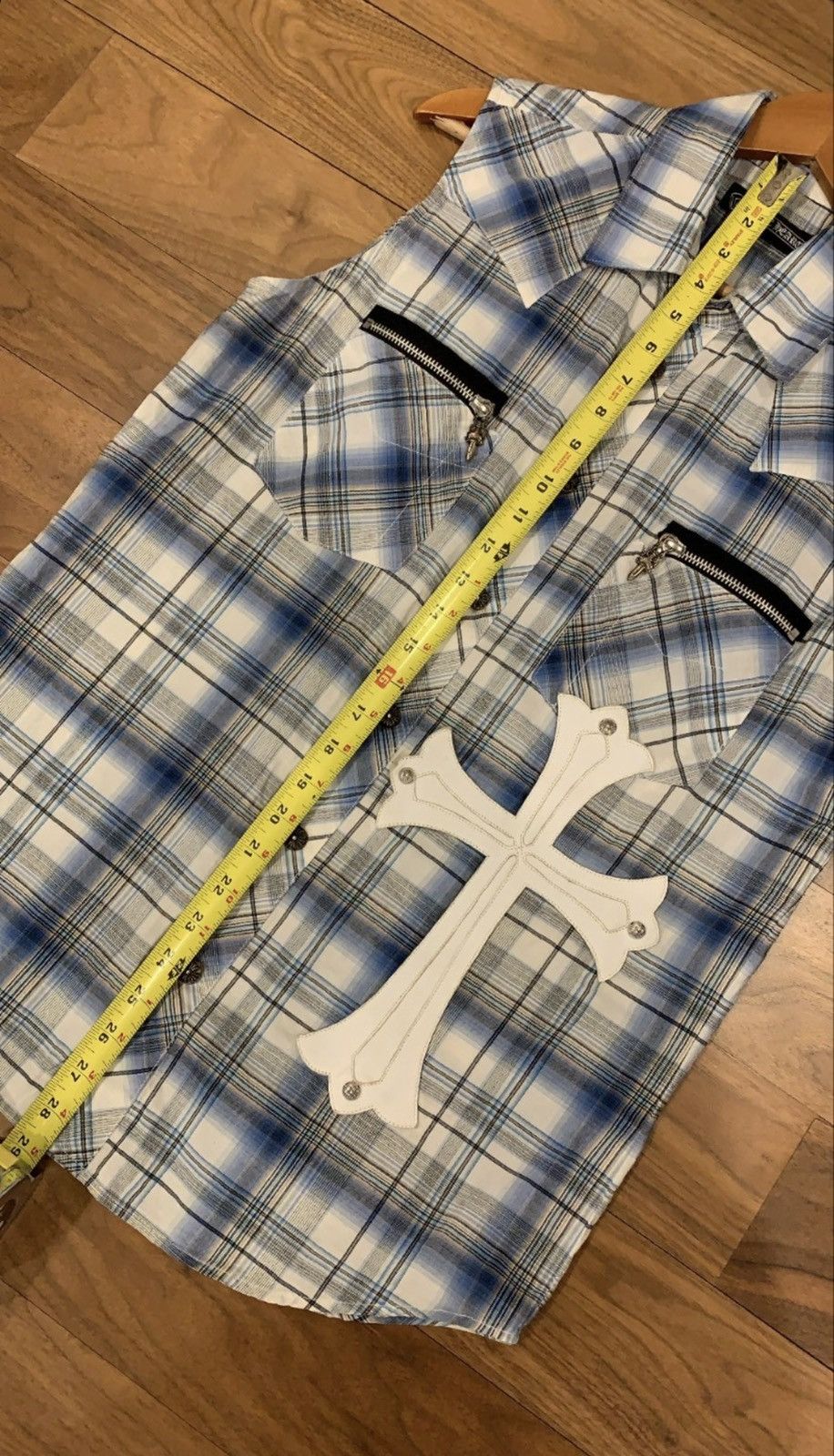 Chrome Hearts 1991 Chrome Hearts Sleeveless Cross Patch Flannel Size US L / EU 52-54 / 3 - 9 Thumbnail