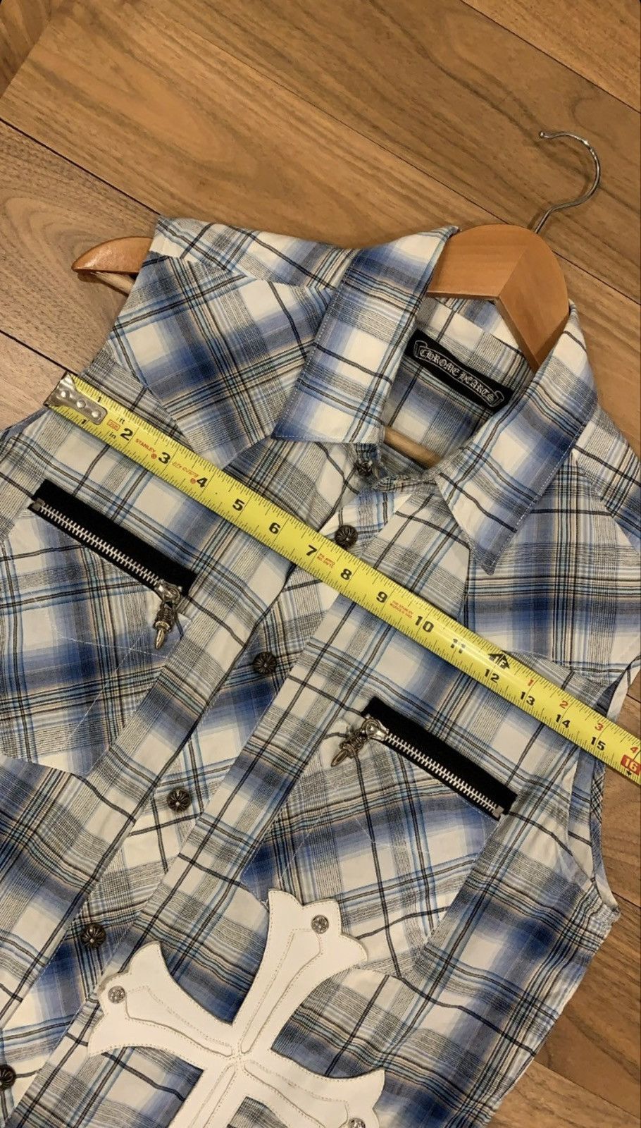 Chrome Hearts 1991 Chrome Hearts Sleeveless Cross Patch Flannel Size US L / EU 52-54 / 3 - 10 Thumbnail