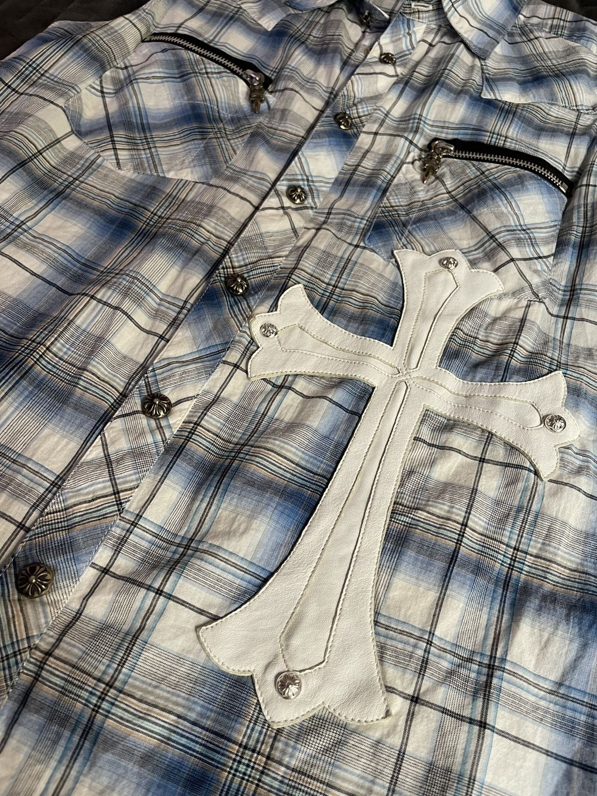 Chrome Hearts 1991 Chrome Hearts Sleeveless Cross Patch Flannel Size US L / EU 52-54 / 3 - 5 Thumbnail