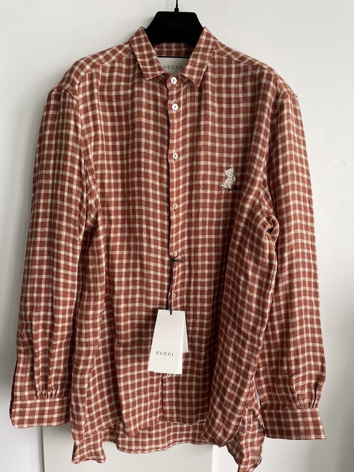 Gucci Brand New Super Runway Gucci Logo Shirt Linen Shirt Size US M / EU 48-50 / 2 - 16 Thumbnail