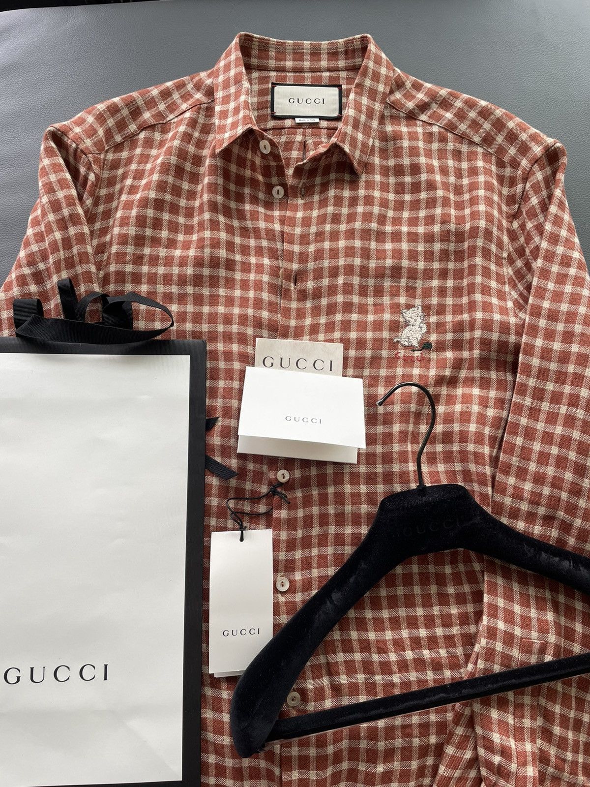 Gucci Brand New Super Runway Gucci Logo Shirt Linen Shirt Size US M / EU 48-50 / 2 - 24 Thumbnail