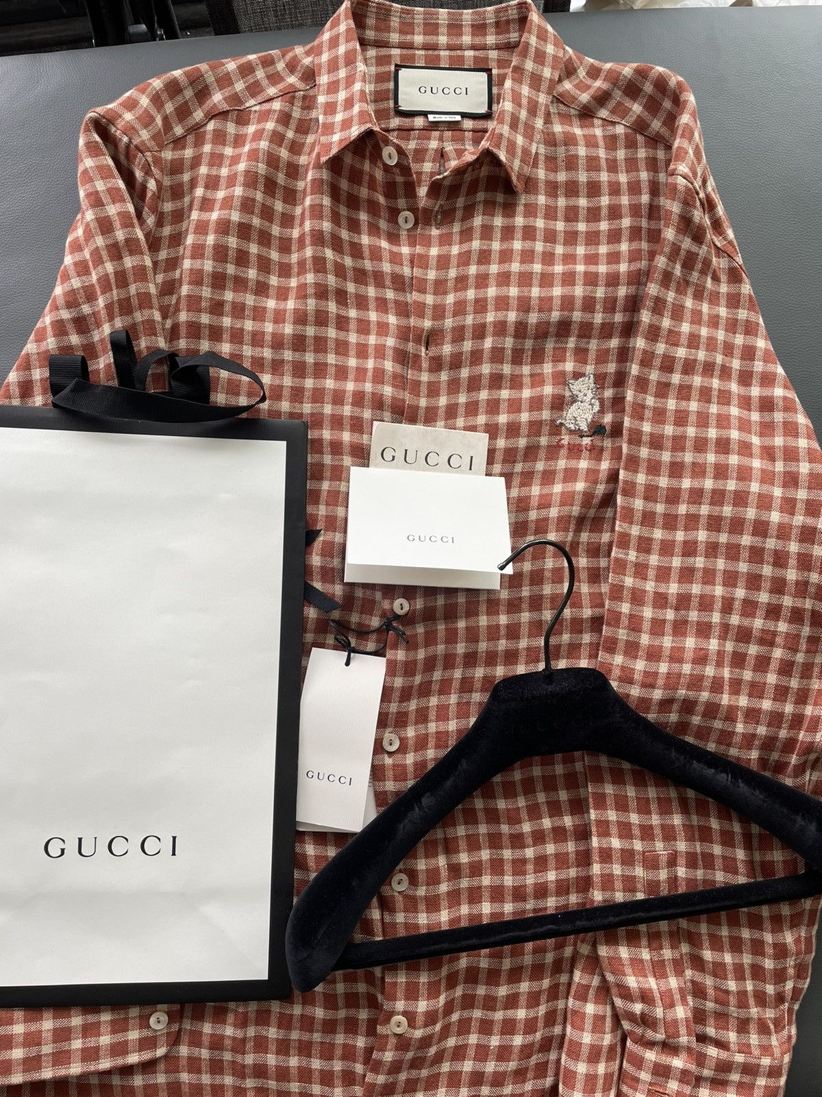 Gucci Brand New Super Runway Gucci Logo Shirt Linen Shirt Size US M / EU 48-50 / 2 - 8 Thumbnail