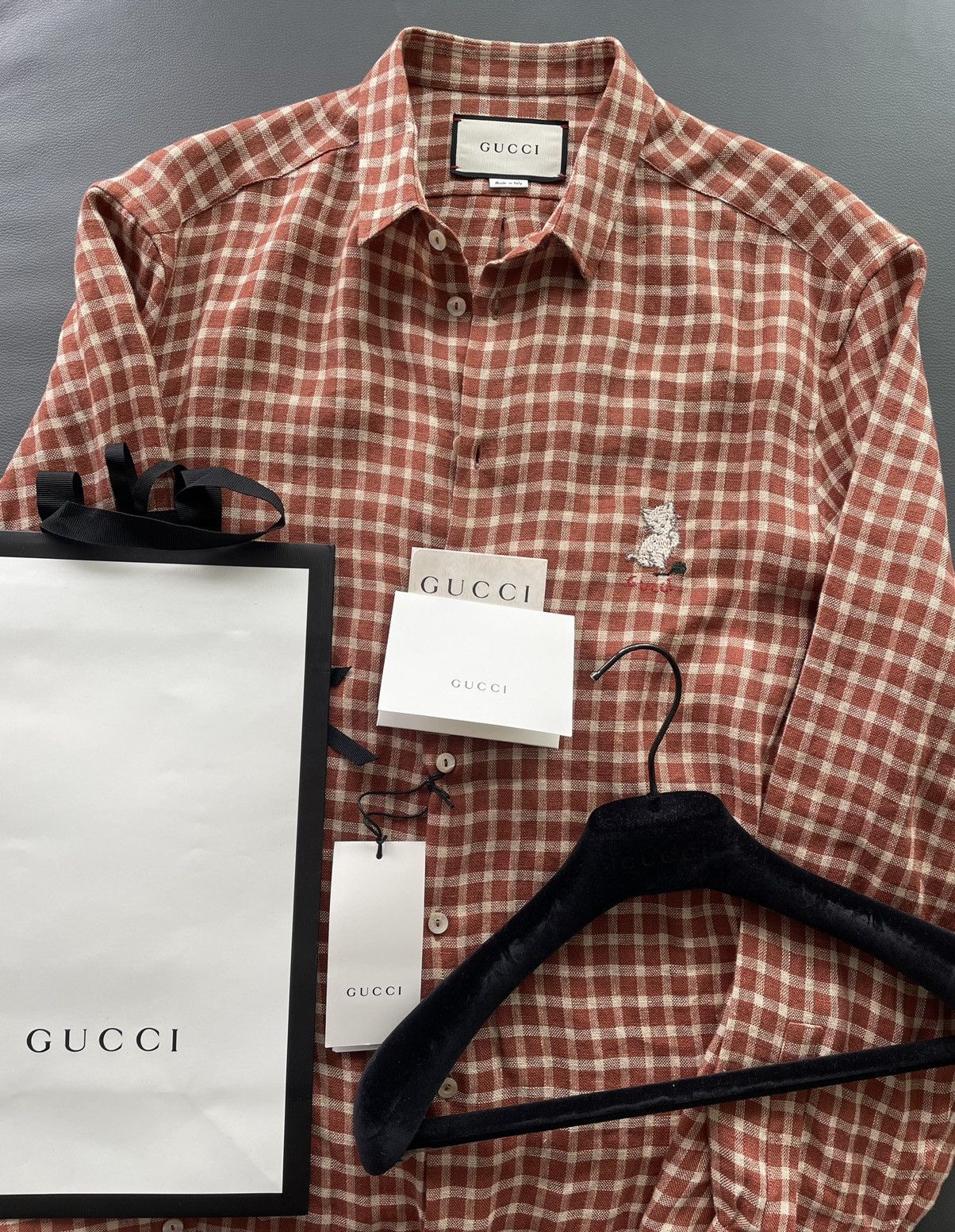 Gucci Brand New Super Runway Gucci Logo Shirt Linen Shirt Size US M / EU 48-50 / 2 - 3 Thumbnail