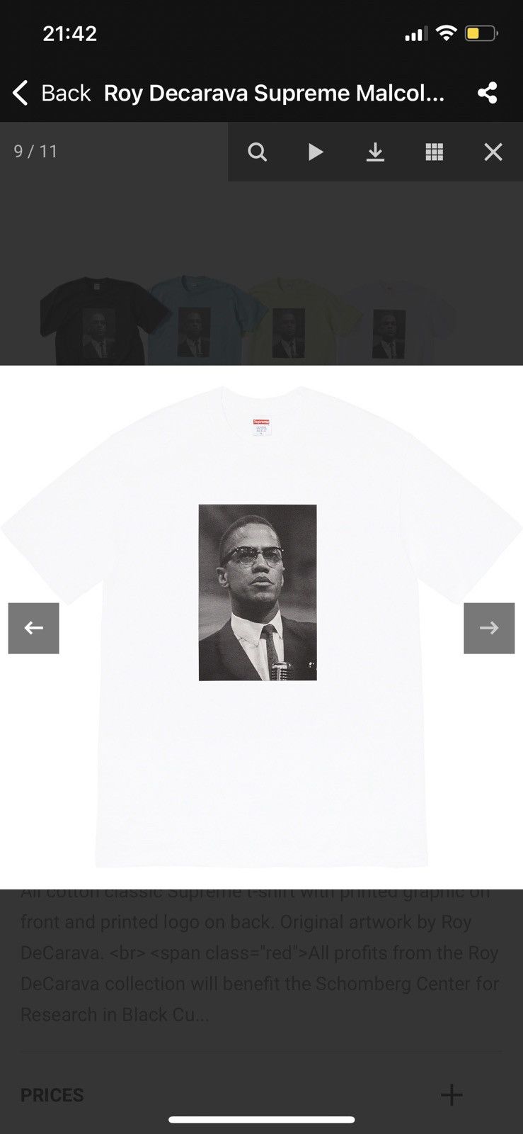 Supreme Malcolm X Tee White XL Tops