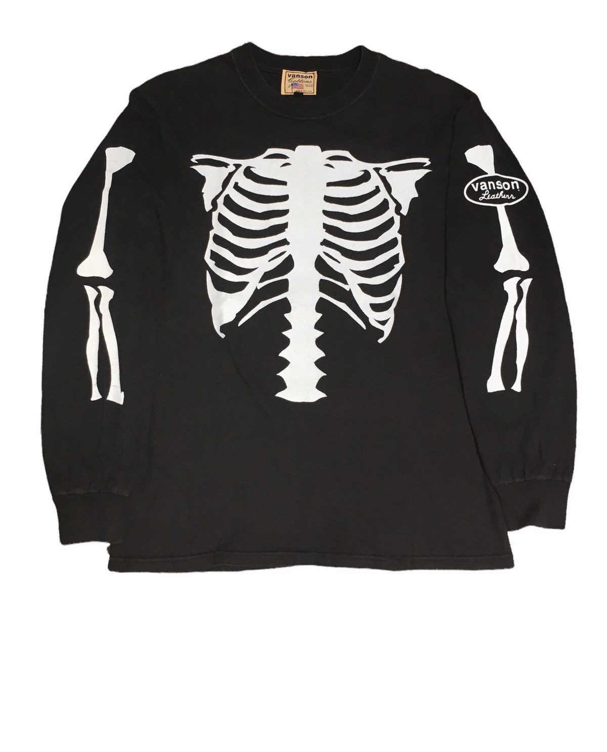 Vanson Leathers × Vintage Vintage Vanson Leather skeleton longsleeve tshirt Size US S / EU 44-46 / 1 - 1 Thumbnail