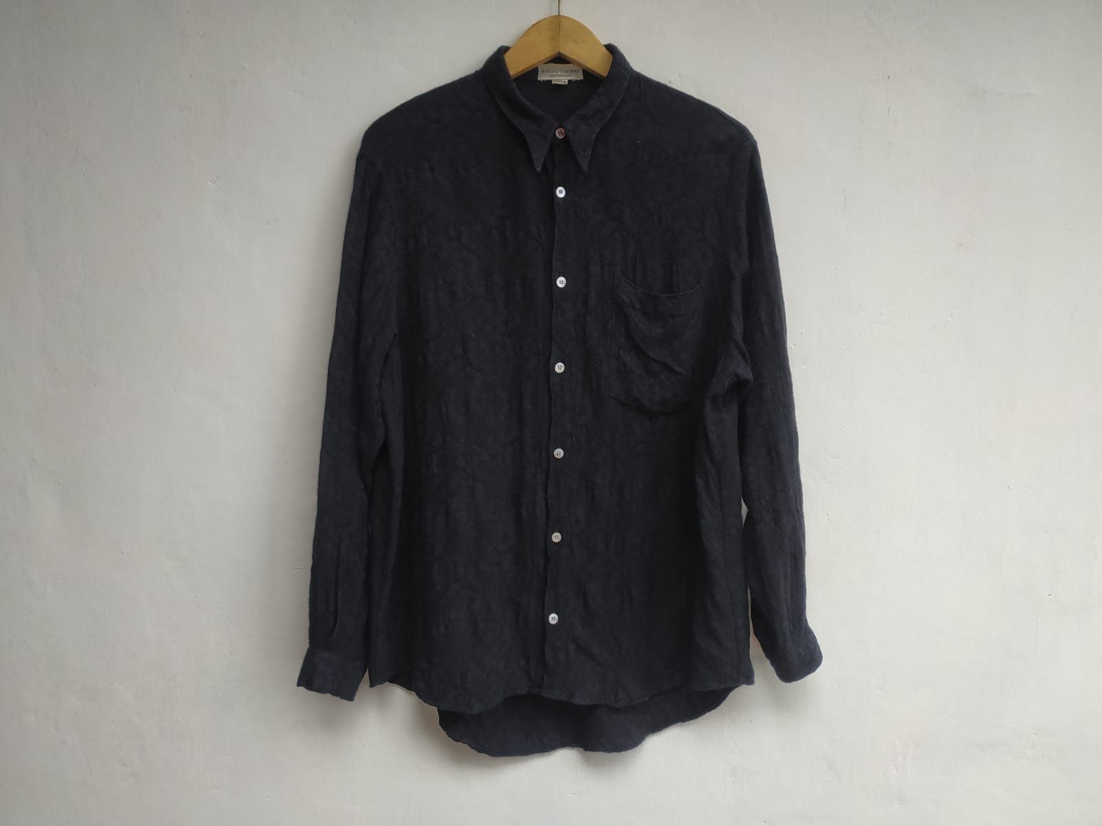 Tete Homme 90's Mens Tenoras Japan, Wool-Rayon Texture Shirt Size US M / EU 48-50 / 2 - 2 Thumbnail