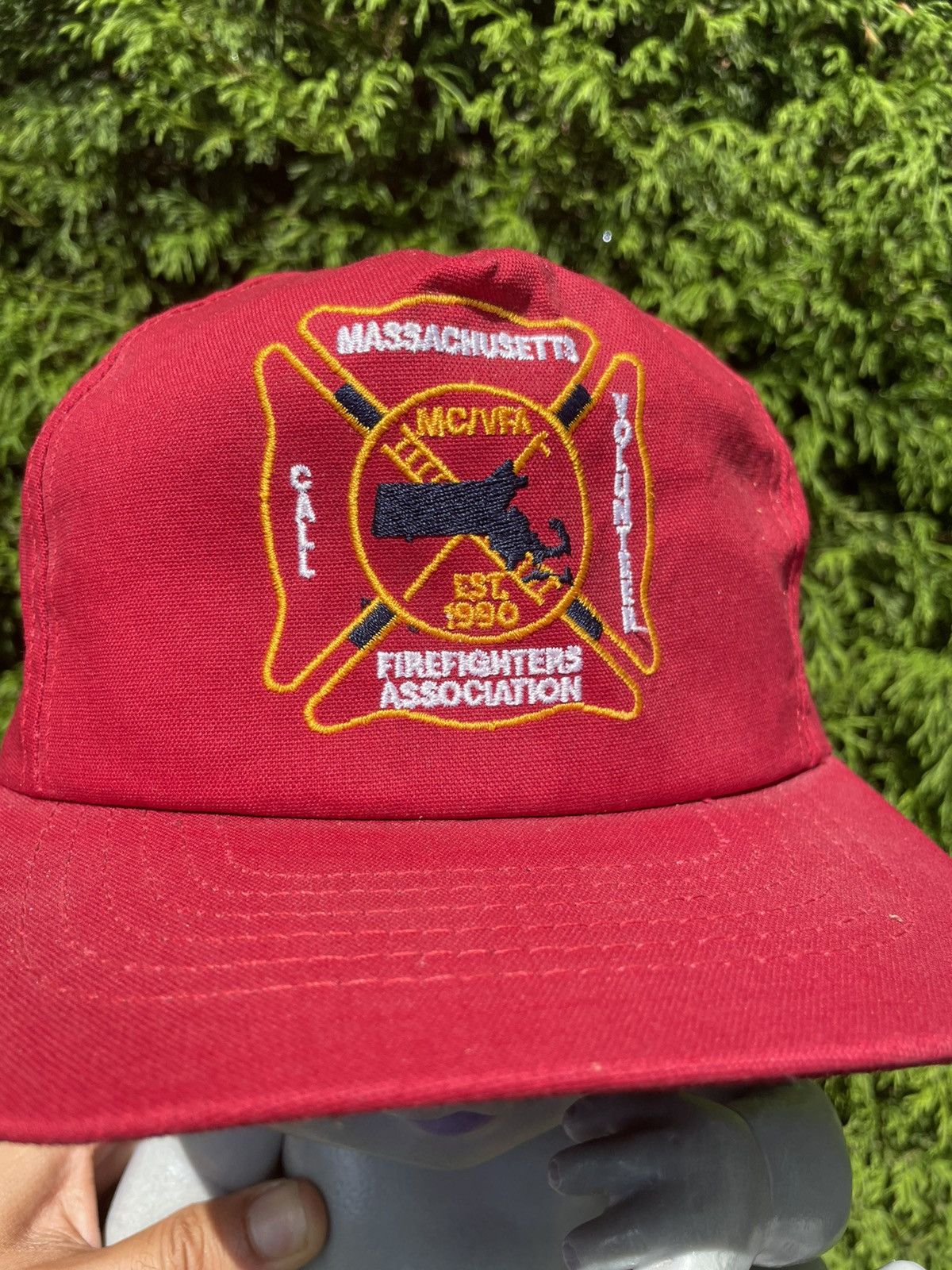 Vintage (2) 80s Vintage Fire Fighter snapback hat Massachusetts Size ONE SIZE - 10 Thumbnail
