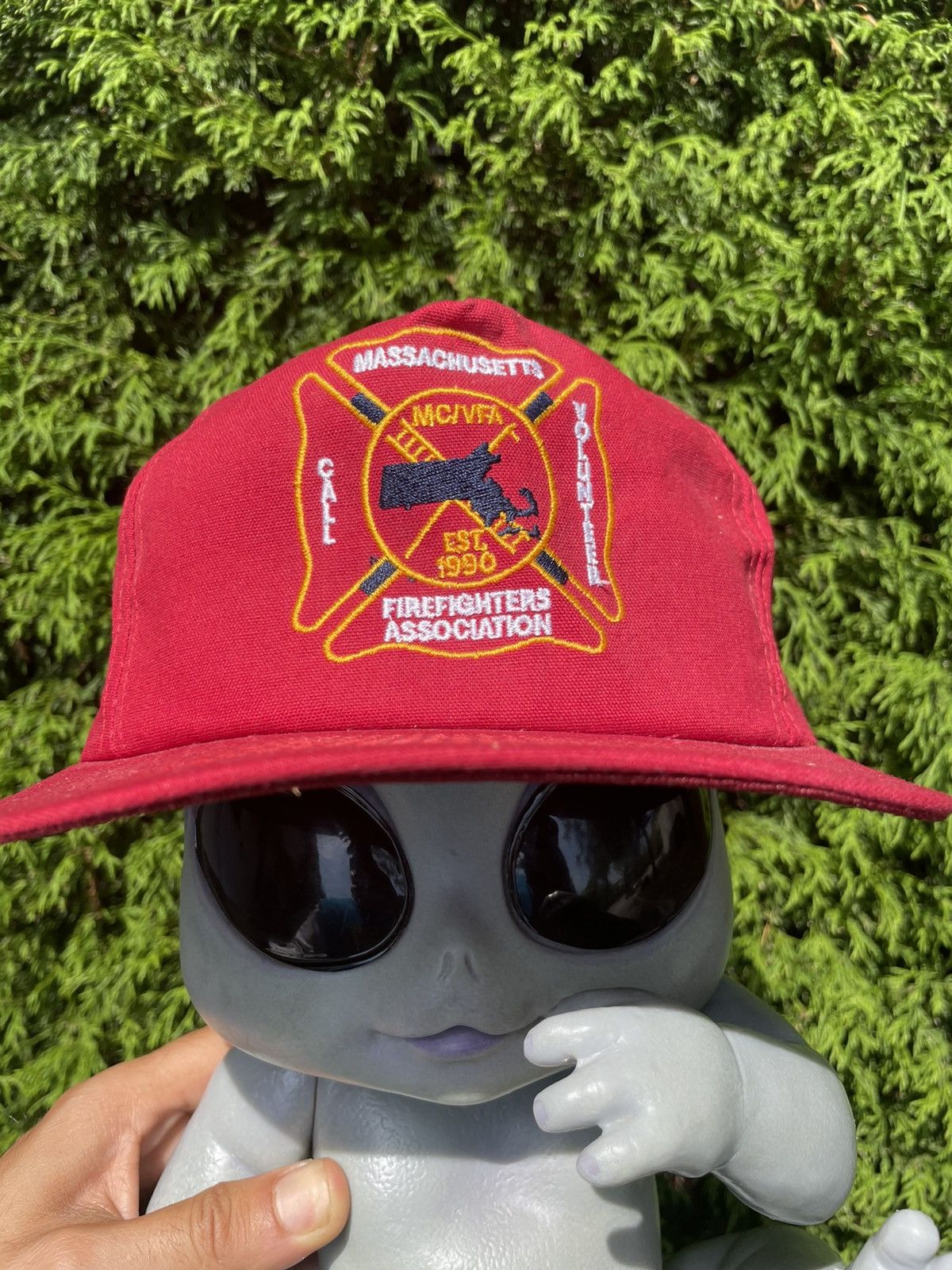 Vintage (2) 80s Vintage Fire Fighter snapback hat Massachusetts Size ONE SIZE - 4 Thumbnail