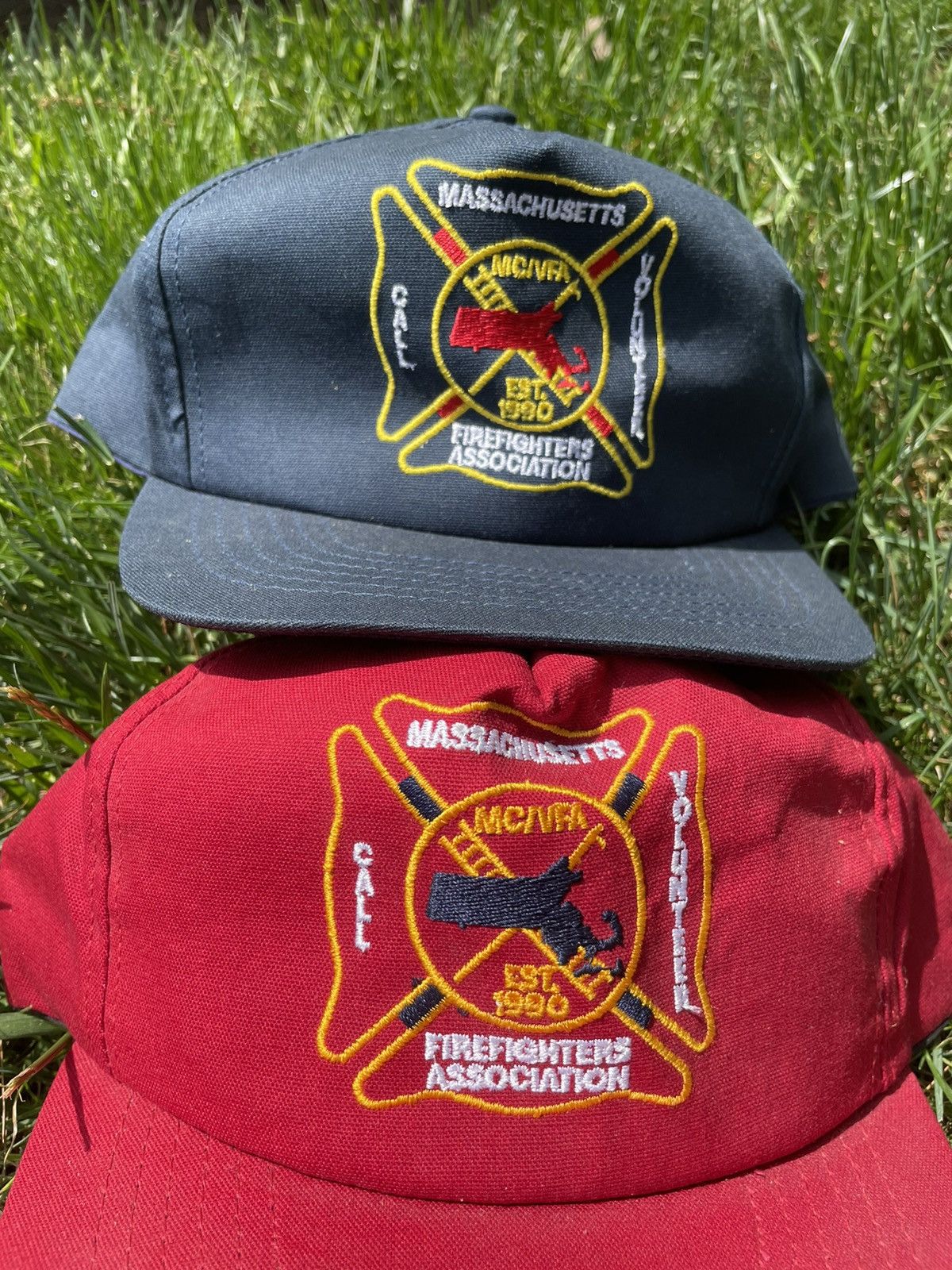 Vintage (2) 80s Vintage Fire Fighter snapback hat Massachusetts Size ONE SIZE - 1 Thumbnail