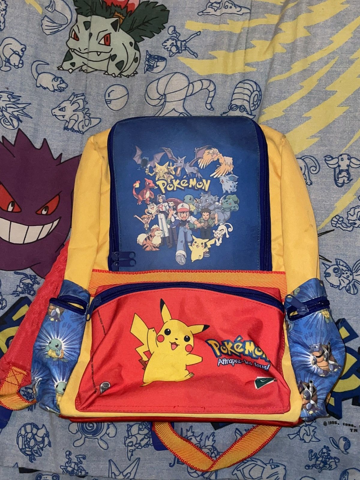 image of Nintendo x Pokemon Adult Size 1999 Pokémon Backpack 90's Cartoon Kidcore Anime in Red, Men's